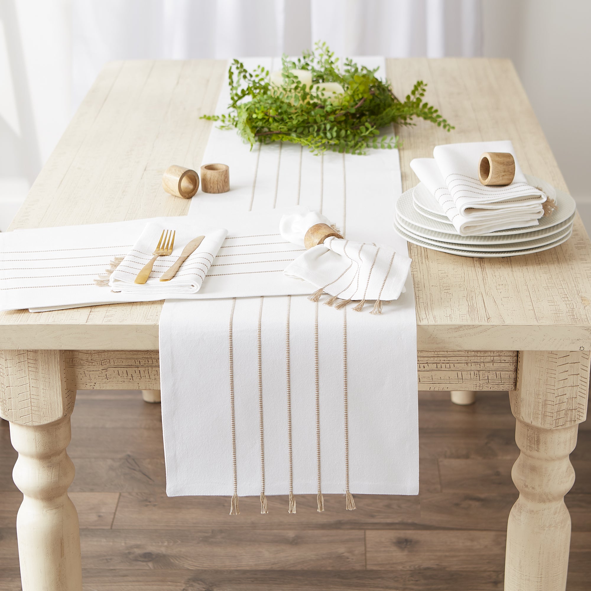 DII Stripe Tassel Flat Weave Cotton Placemat 4-Piece Set