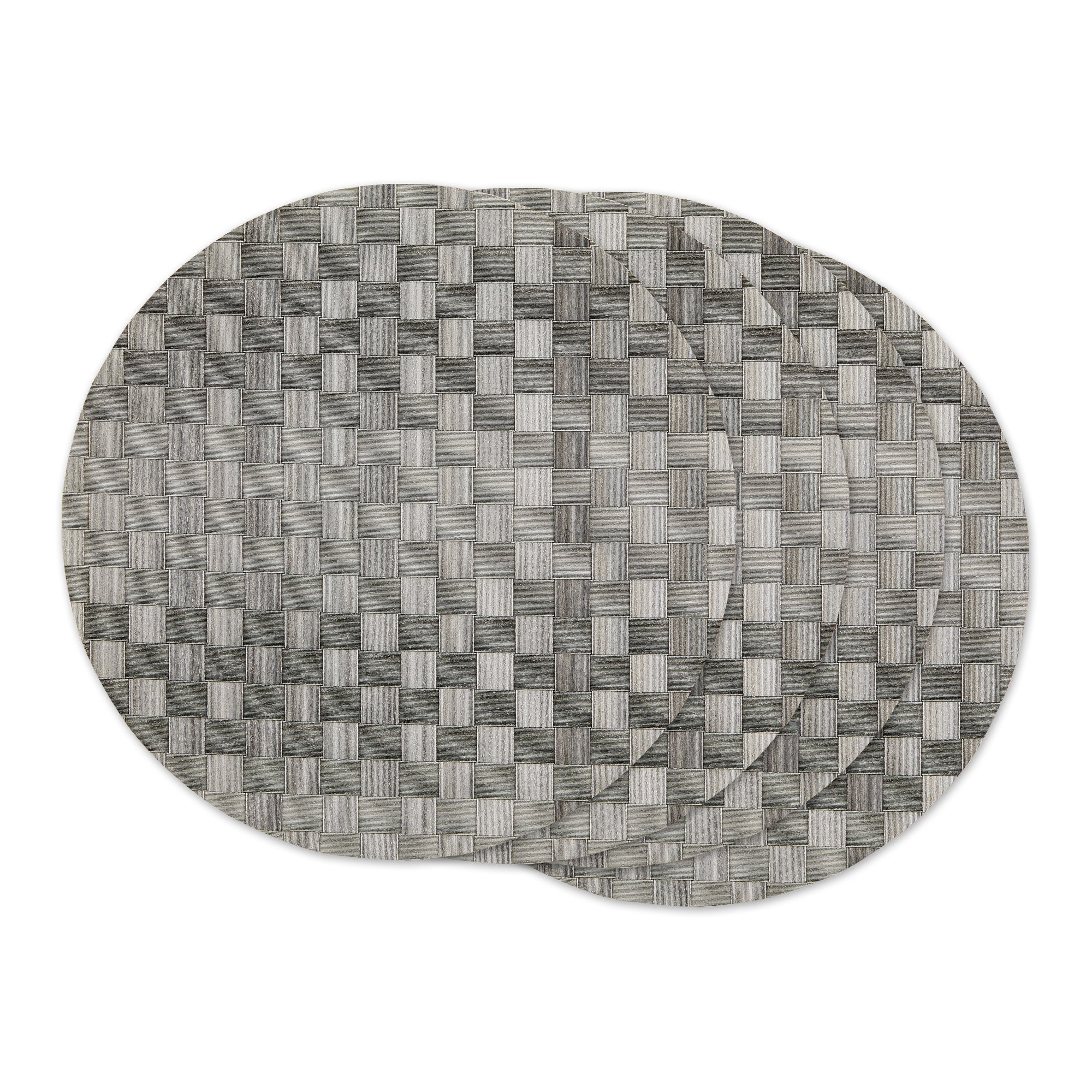 DII Basketweave Round Woven Polyethylene Placemat 4-Piece Set