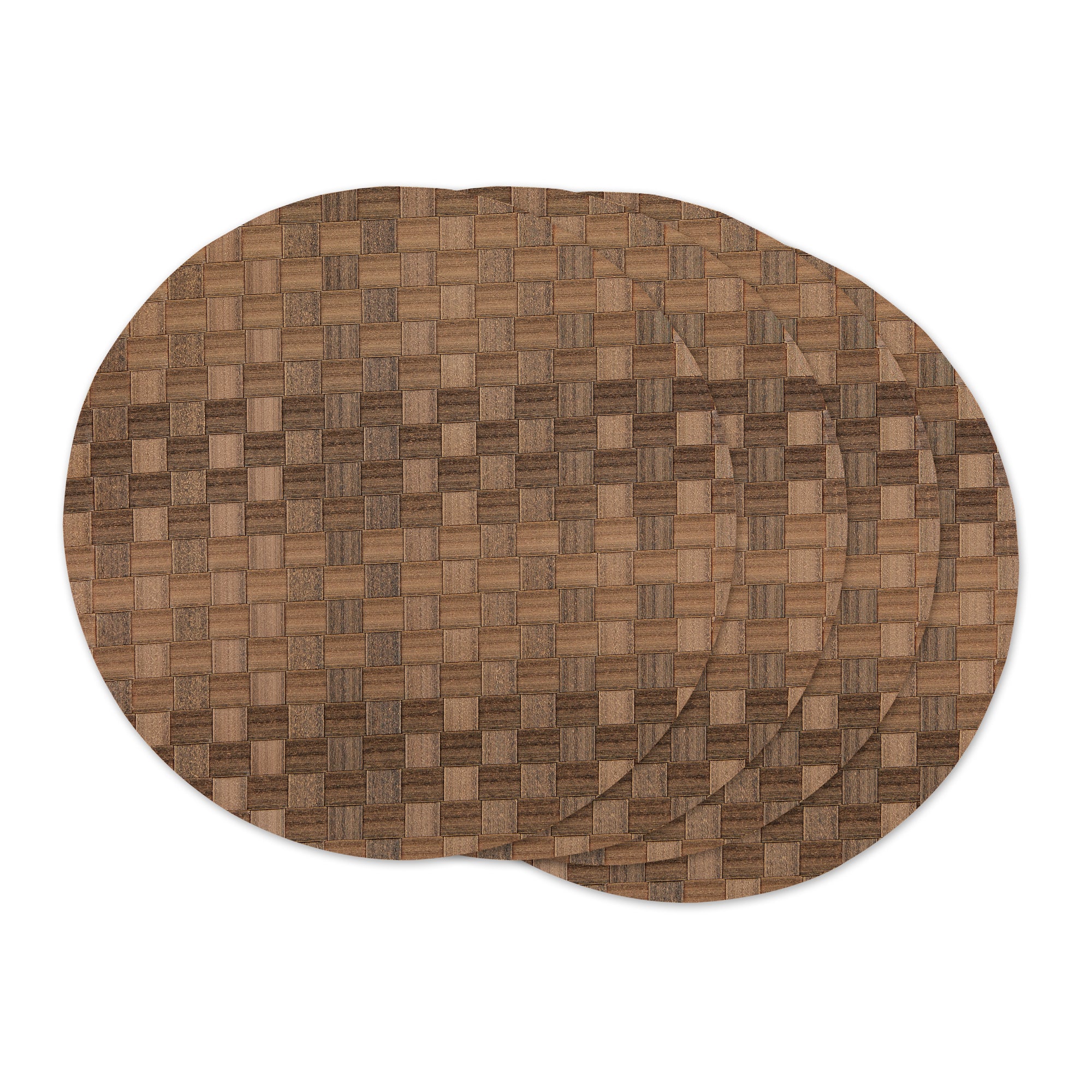 DII Basketweave Round Woven Polyethylene Placemat 4-Piece Set