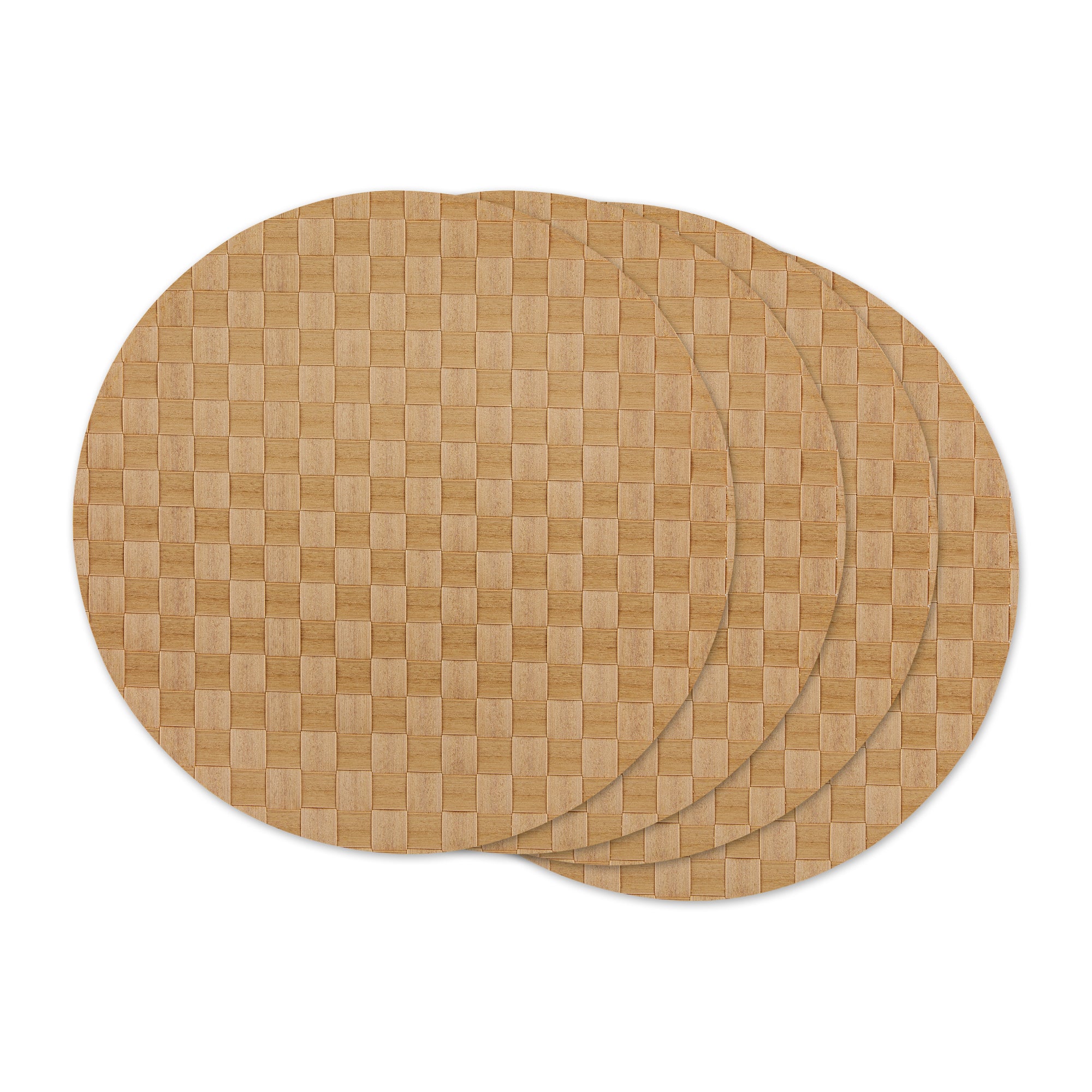 DII Basketweave Round Woven Polyethylene Placemat 4-Piece Set
