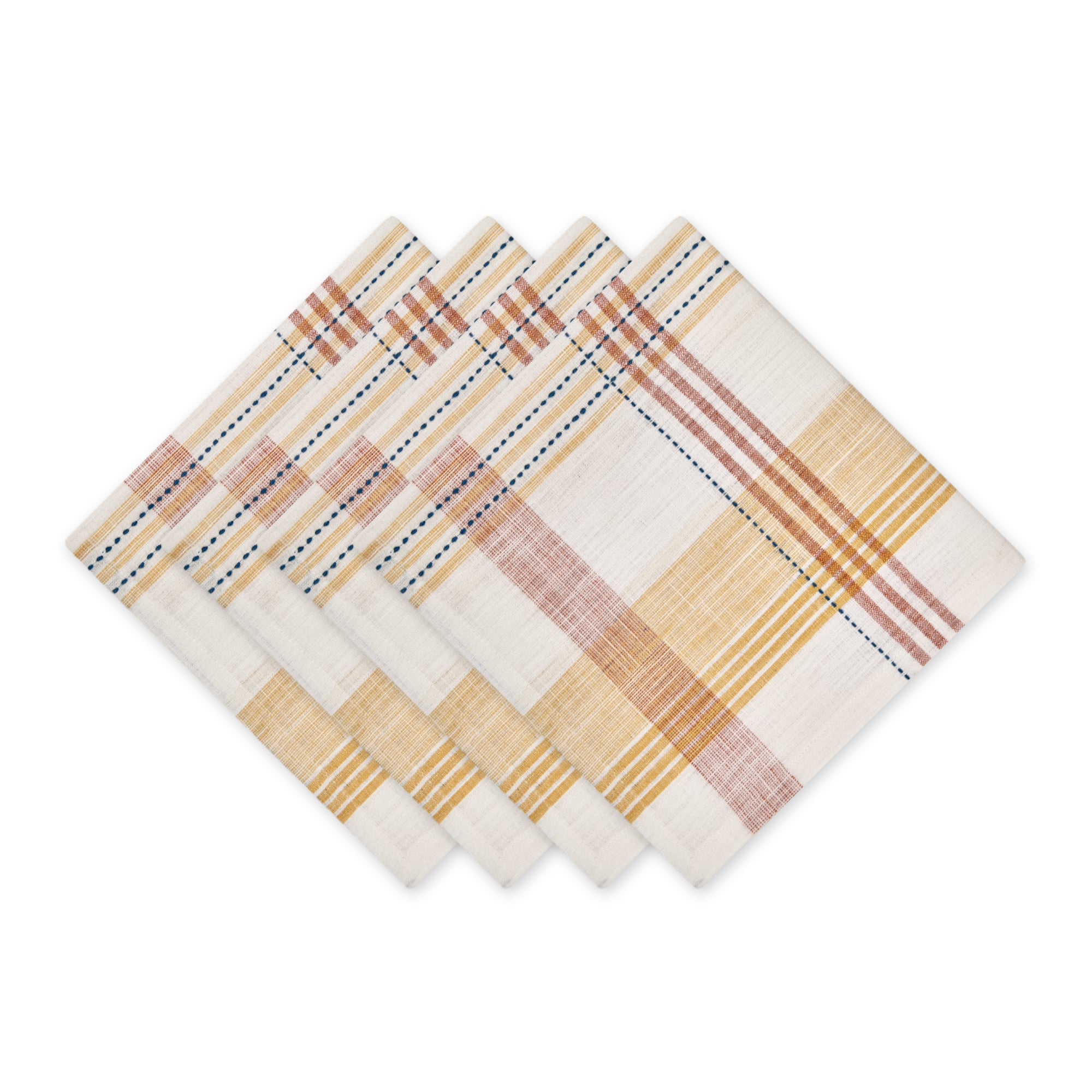 DII Veranda Plaid Slub Cotton Dinner Napkin 4-Piece Set