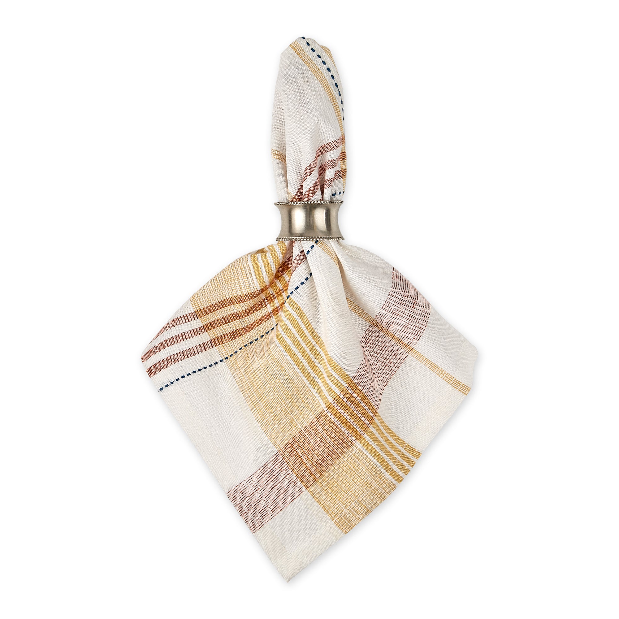 DII Veranda Plaid Slub Cotton Dinner Napkin 4-Piece Set