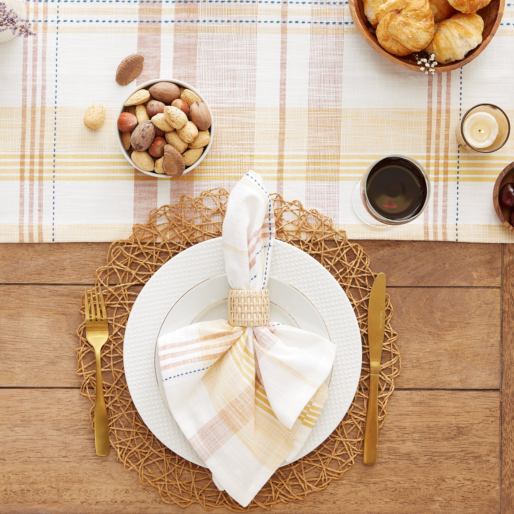 DII Veranda Plaid Slub Cotton Dinner Napkin 4-Piece Set