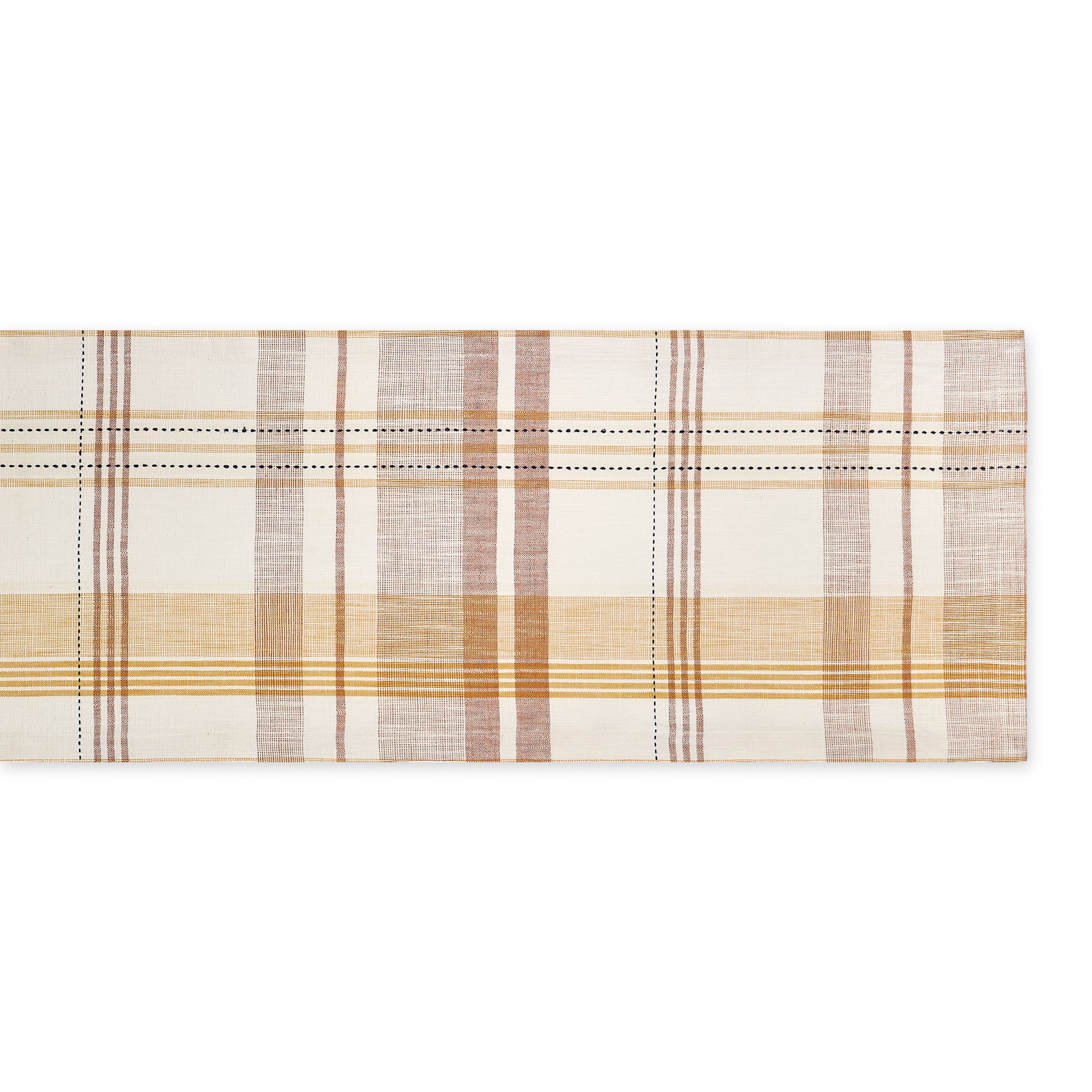 DII Veranda Plaid Slub Cotton Table Runner with Fringe