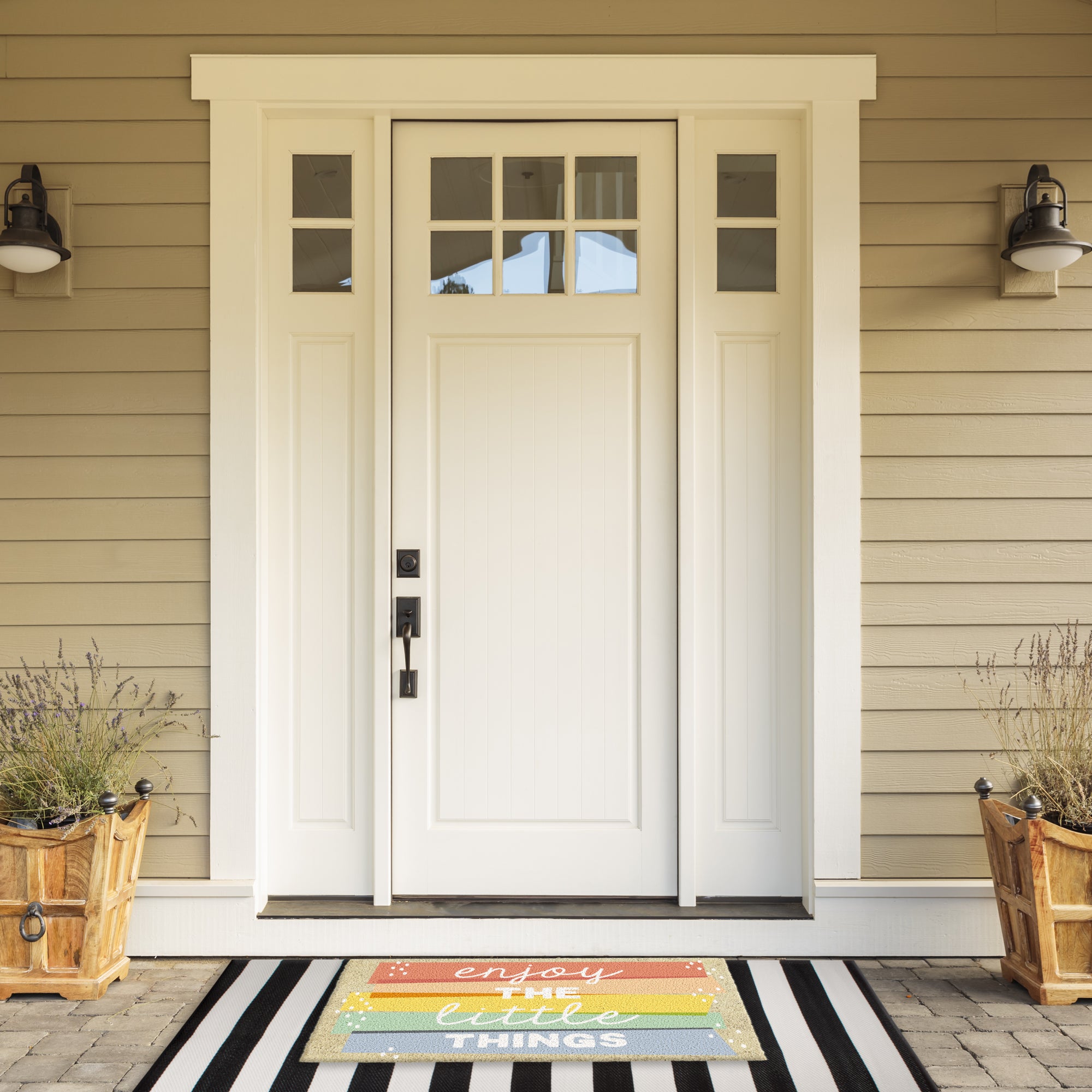DII Enjoy the Little Things Welcome Doormat, Non-Slip PVC Backing