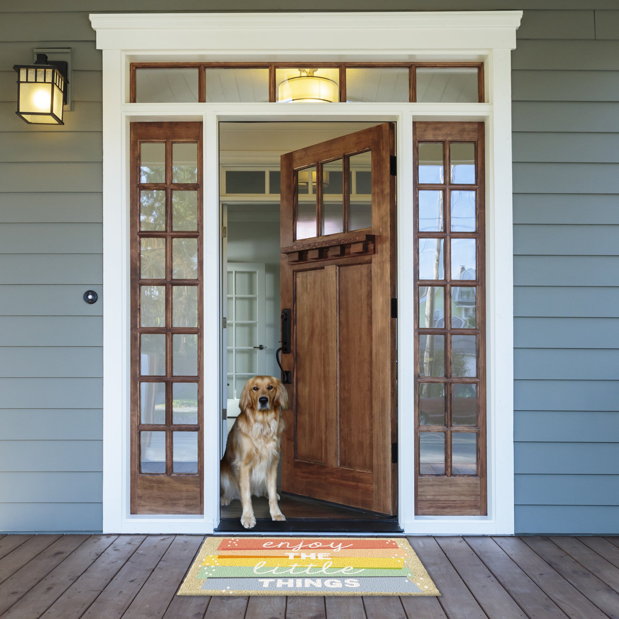 DII Enjoy the Little Things Welcome Doormat, Non-Slip PVC Backing