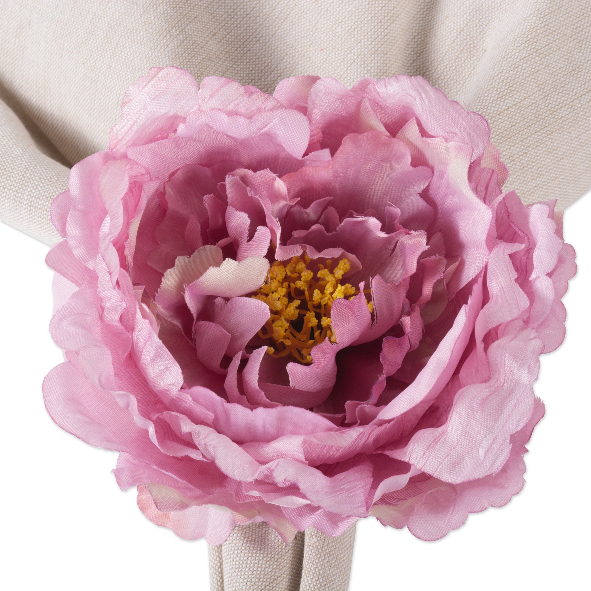DII Peony Flower Napkin Ring 4-Piece Set