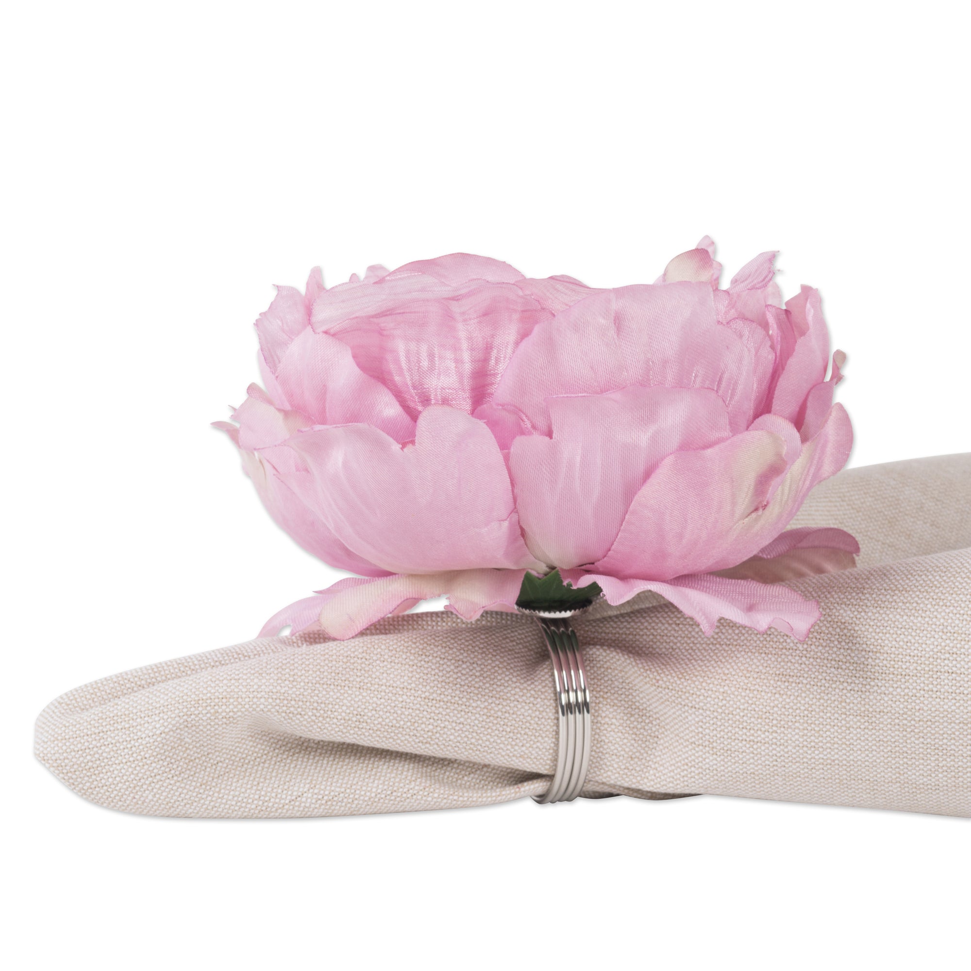 DII Peony Flower Napkin Ring 4-Piece Set
