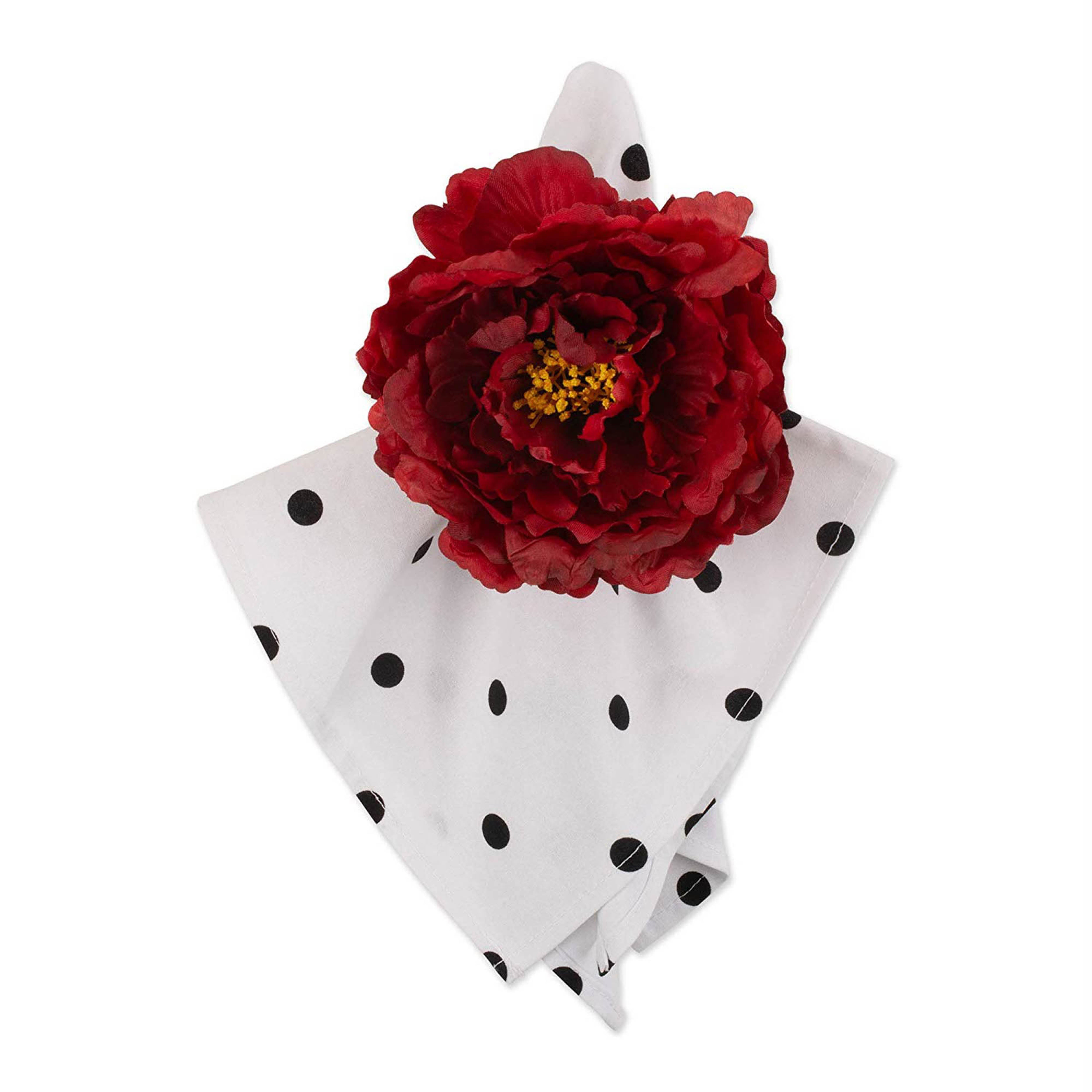 DII Peony Flower Napkin Ring 4-Piece Set