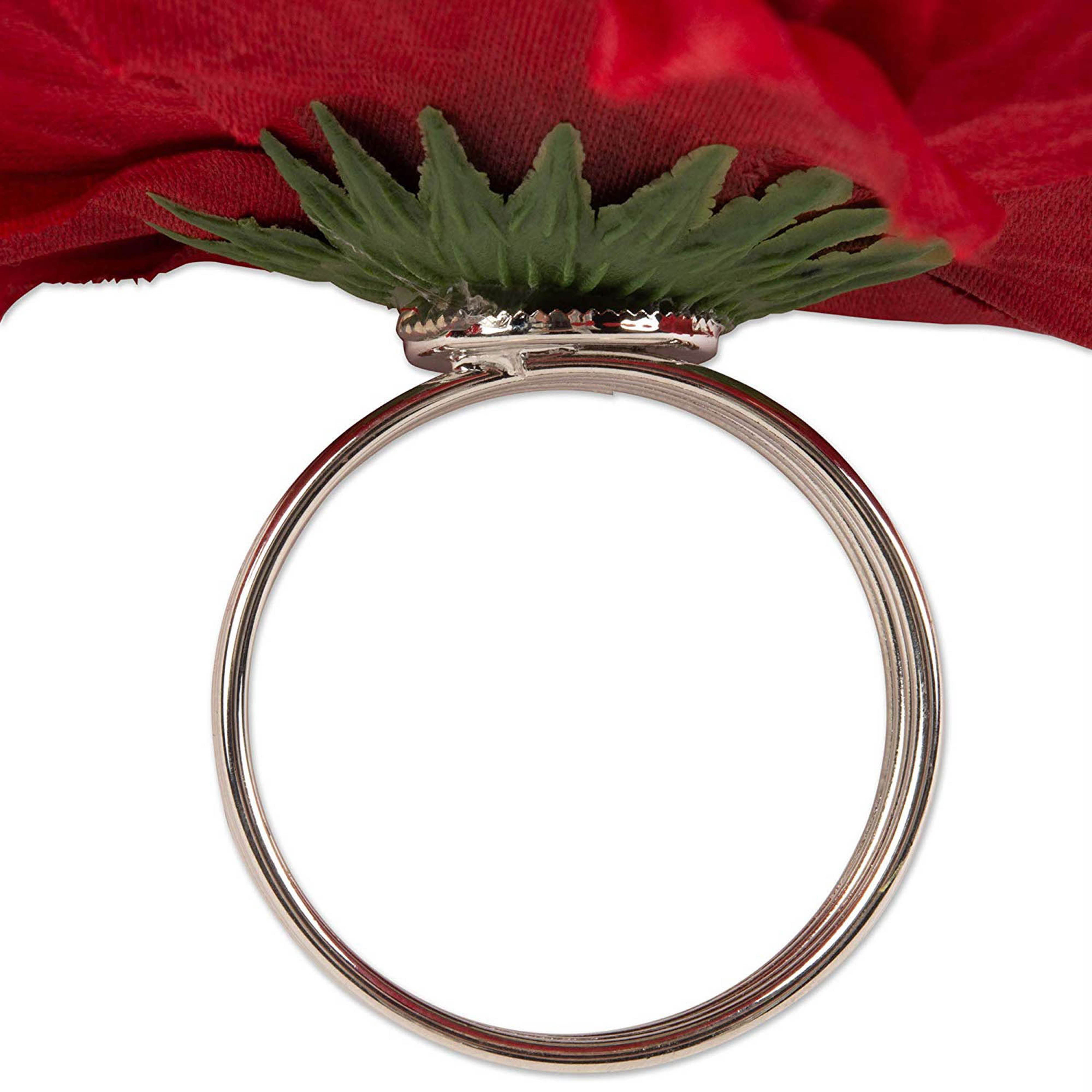 DII Peony Flower Napkin Ring 4-Piece Set