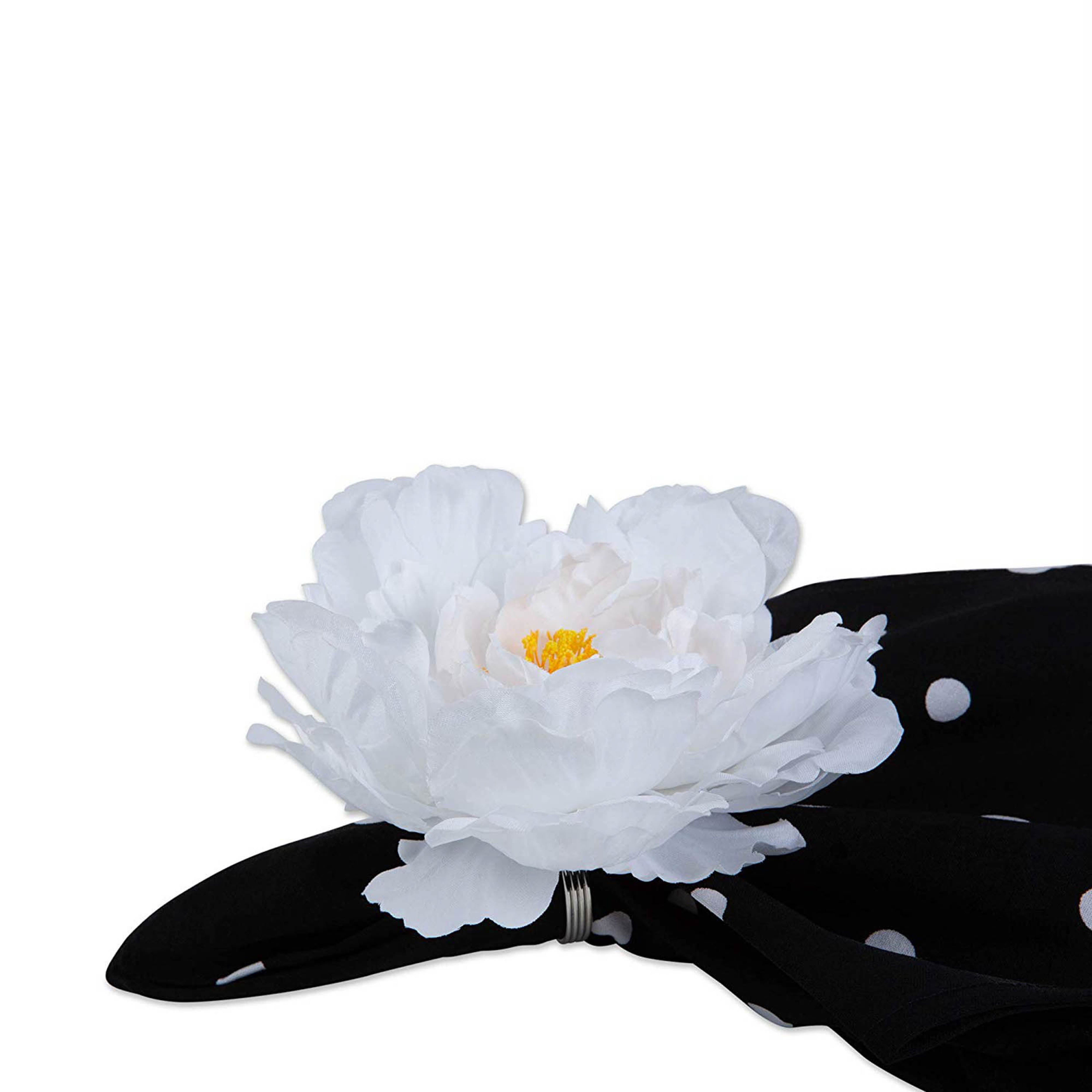 DII Peony Flower Napkin Ring 4-Piece Set
