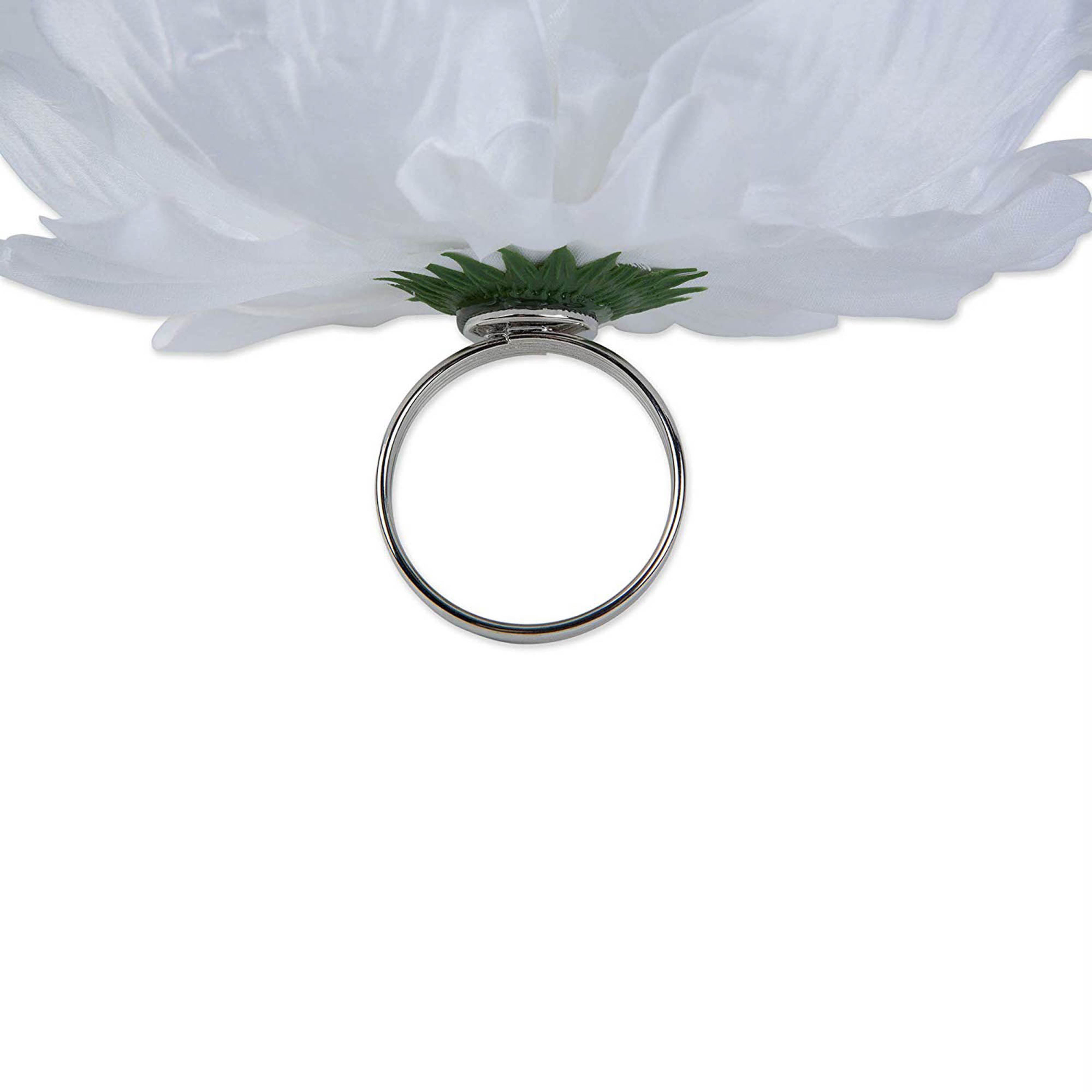DII Peony Flower Napkin Ring 4-Piece Set