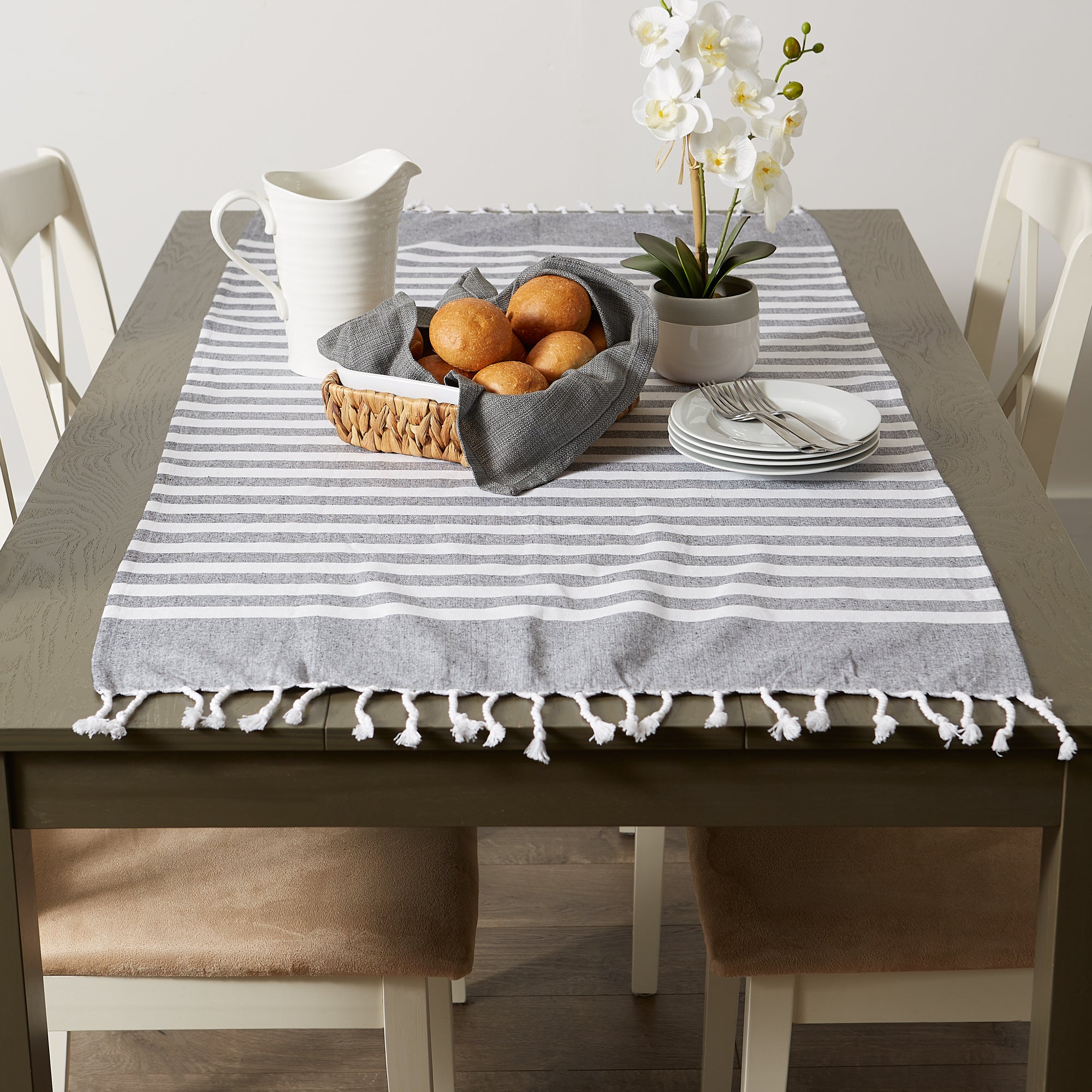 Black 1 Inch Stripe Fouta Towel