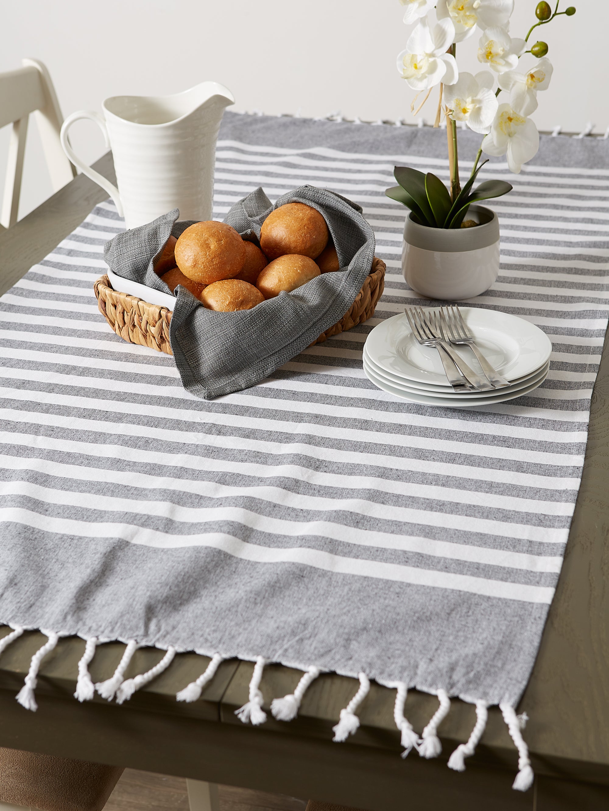 Black 1 Inch Stripe Fouta Towel