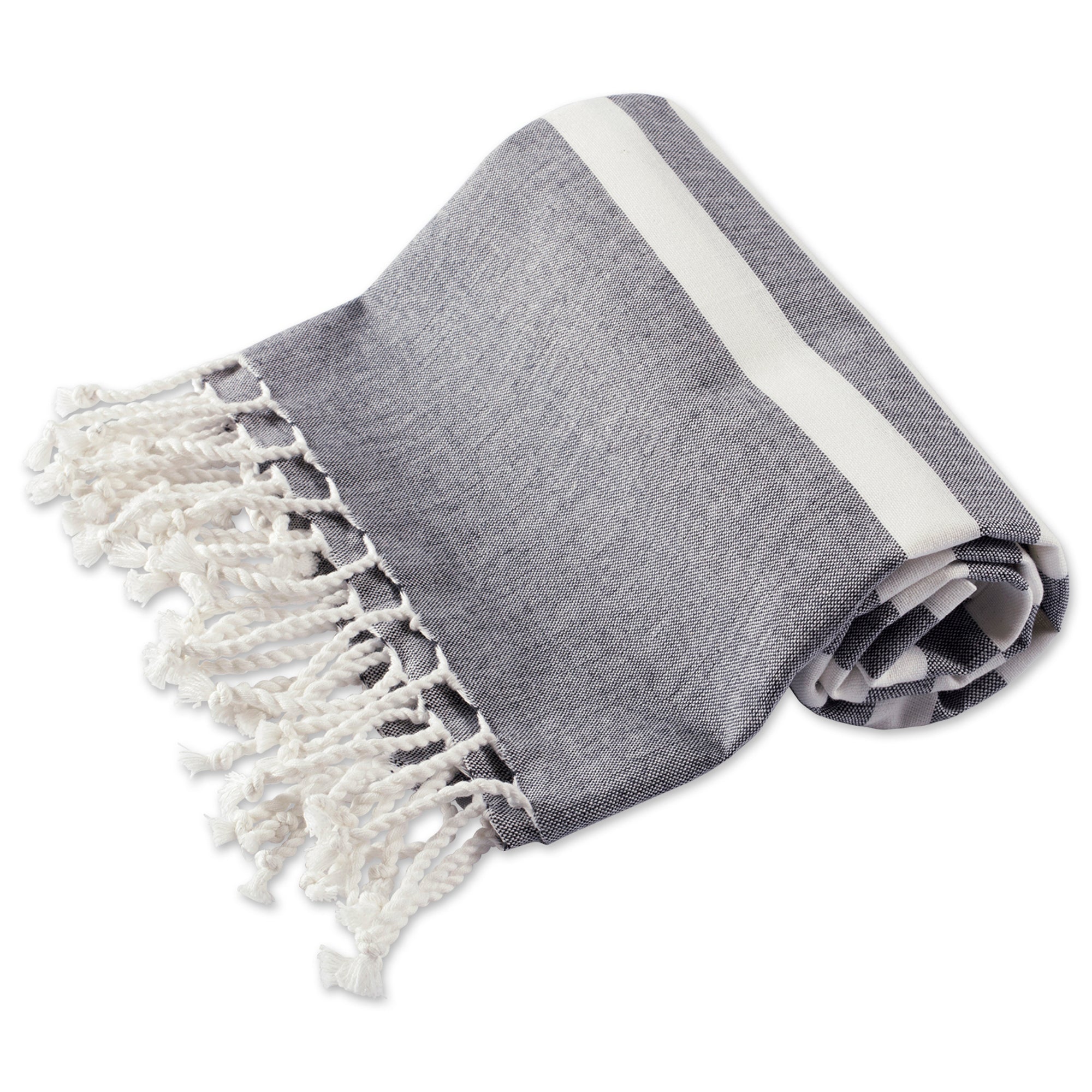 Black 1 Inch Stripe Fouta Towel