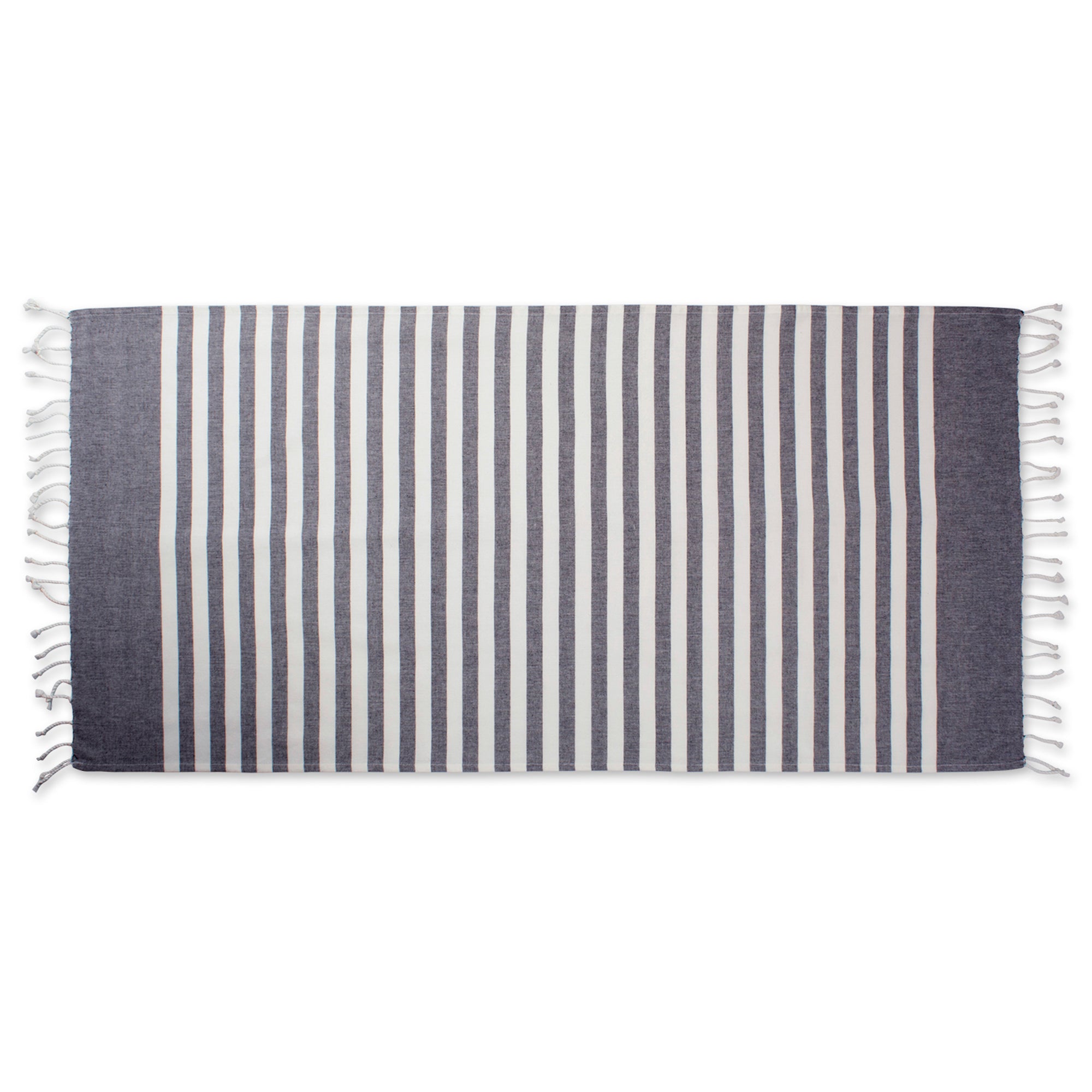 Black 1 Inch Stripe Fouta Towel