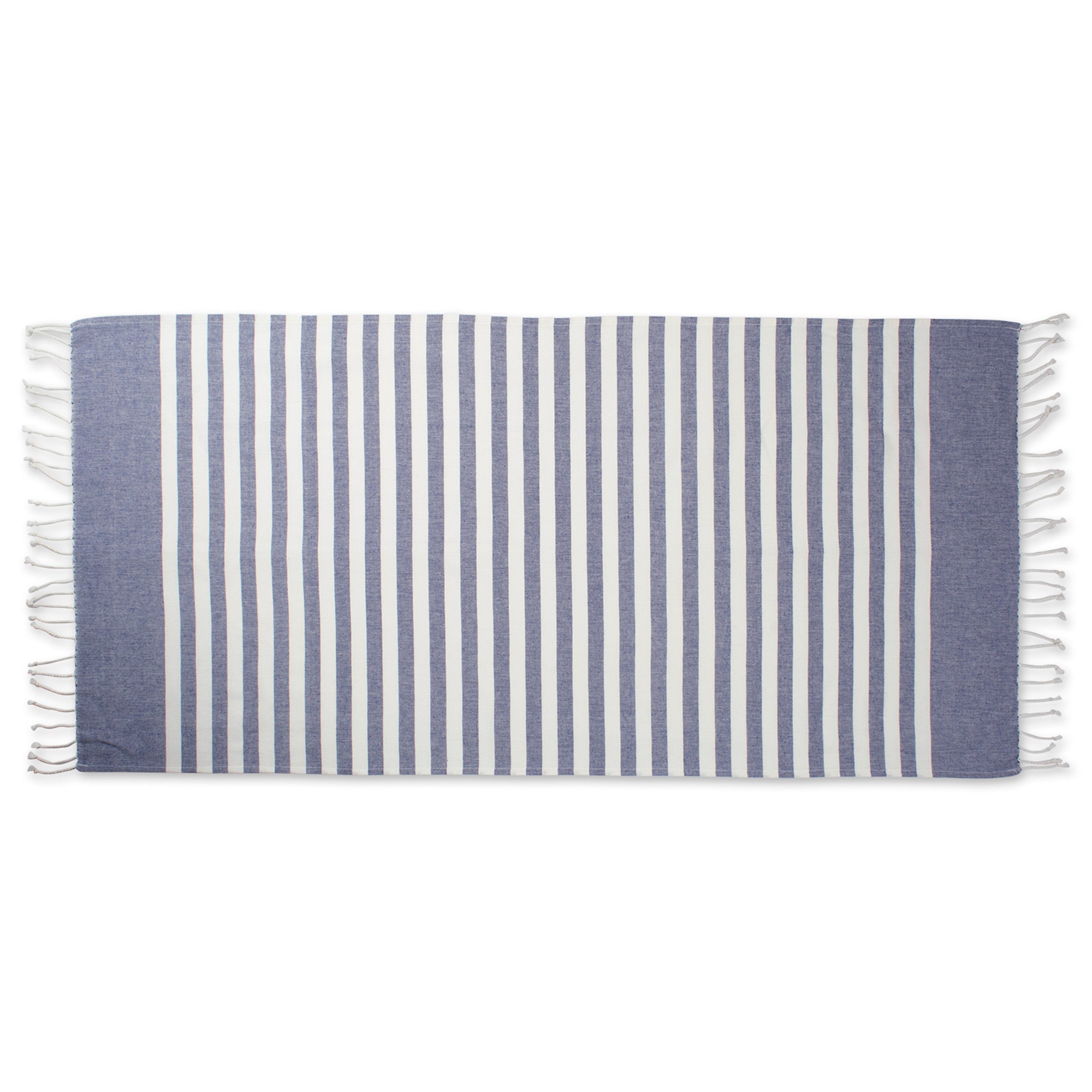 Nautical Blue 1 Inch Stripe Fouta Towel