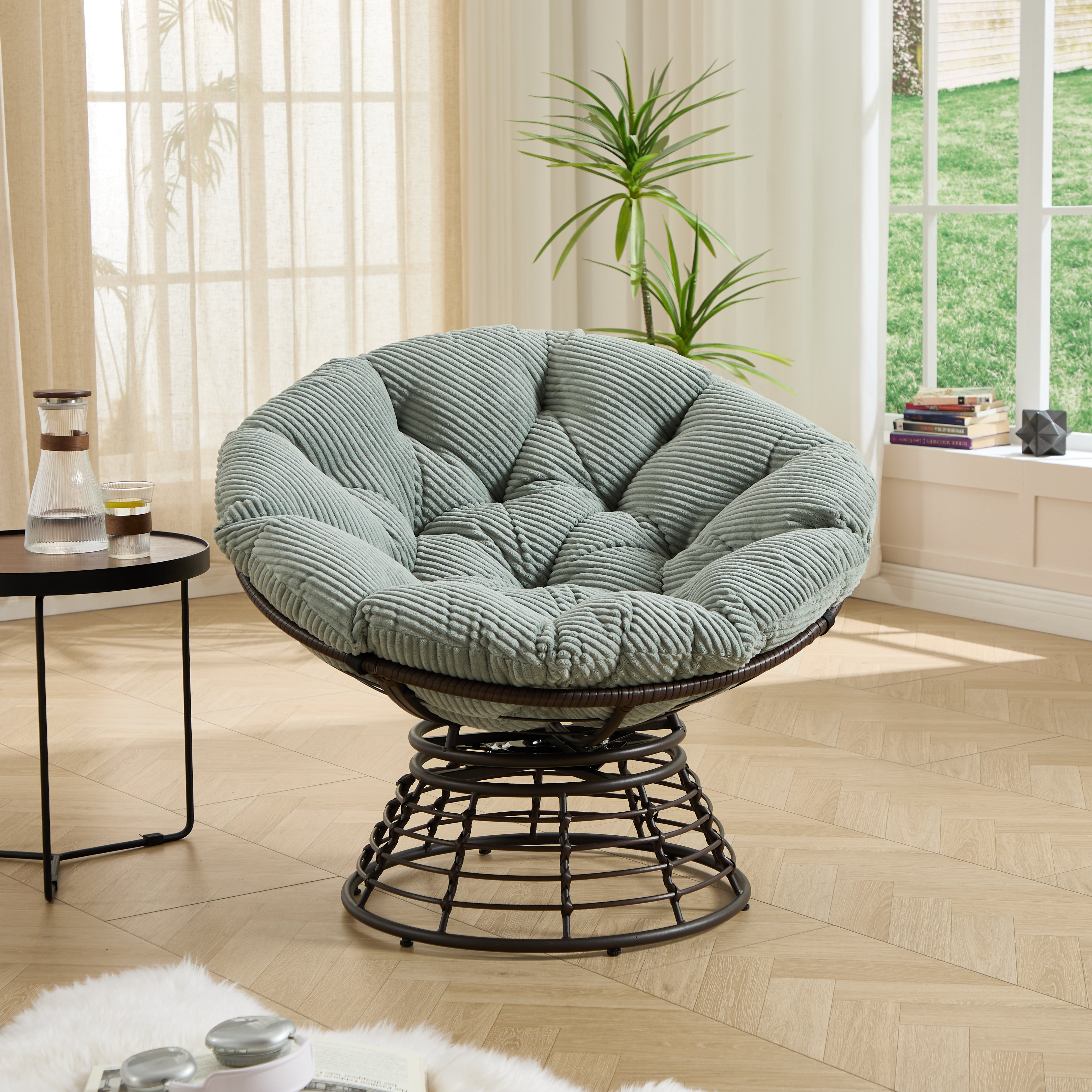 The Original Papasan™ 360° Swivel Indoor Outdoor Wicker Papasan Chair with Soft Thick Cushion