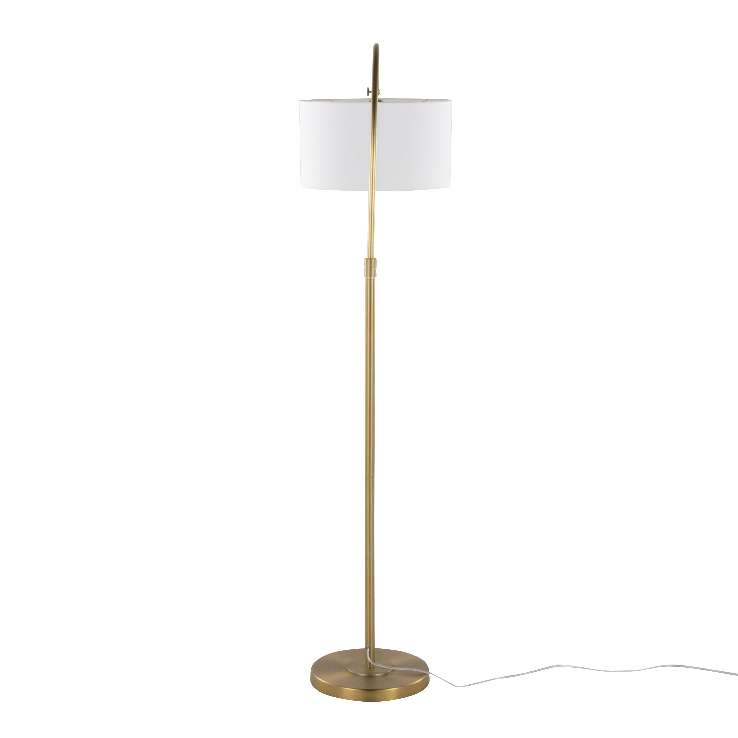 63" Floor Lamp with Drum Shade and Arched Metal Neck