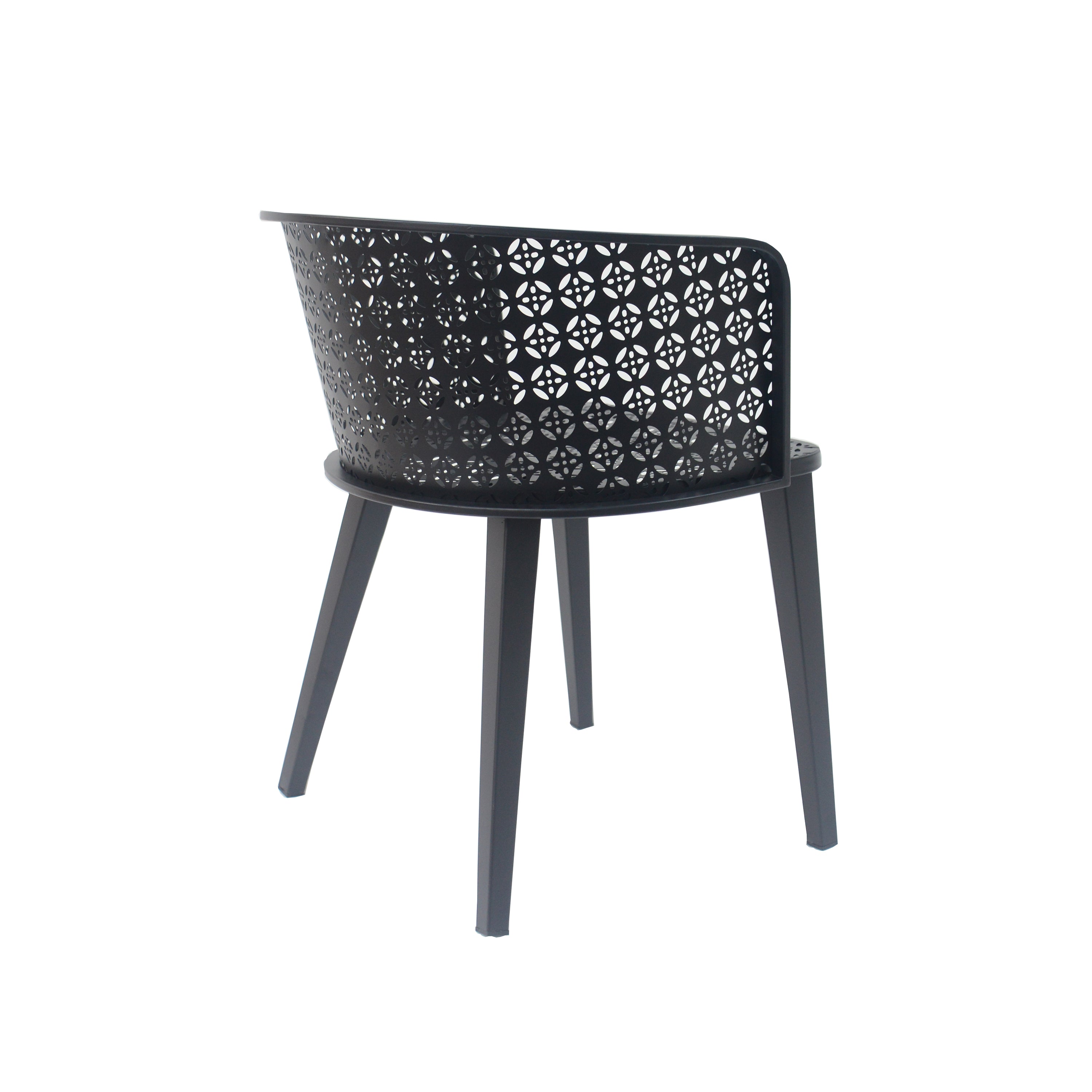 Rejoiced Outdoor Dining Chair with Geometric Lattice Design and Curved Back, Set of 2