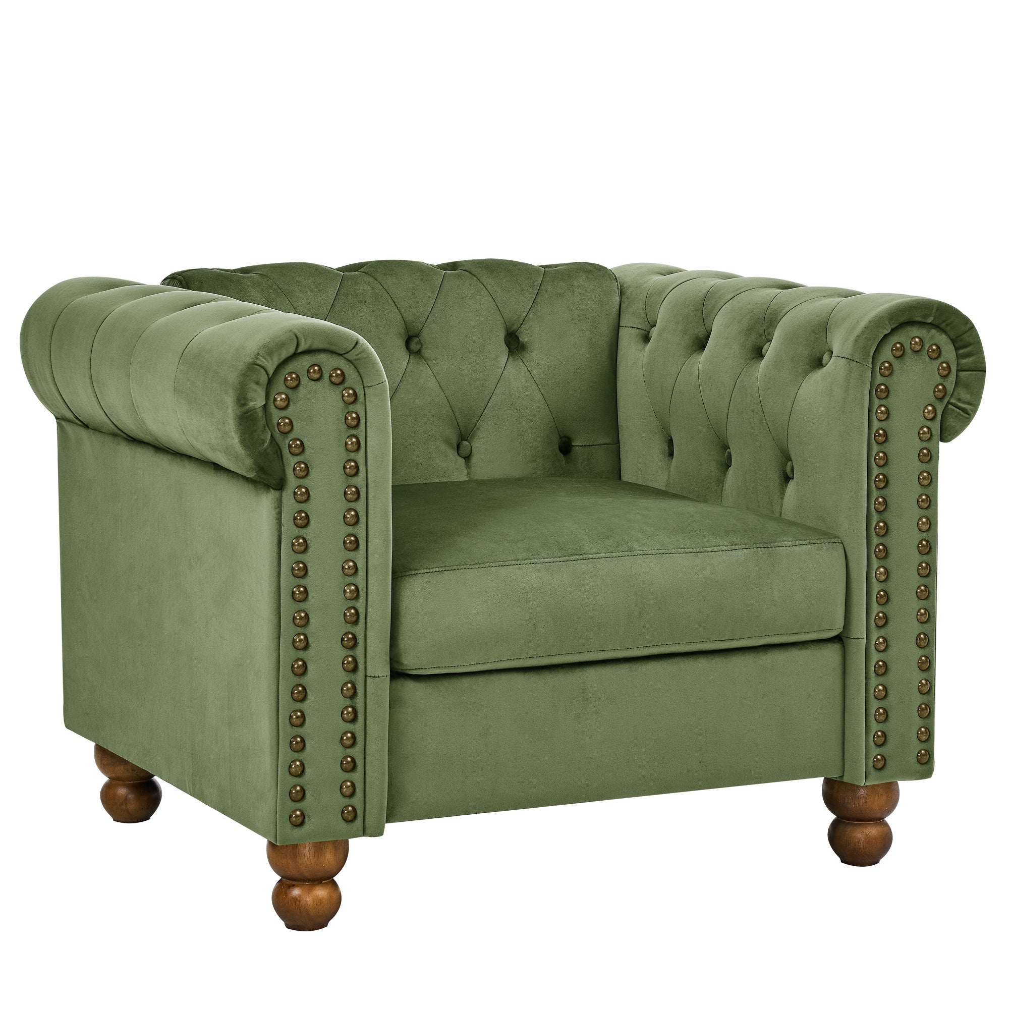 Upholstered Sofa with Tufted Back and Rolled Arms