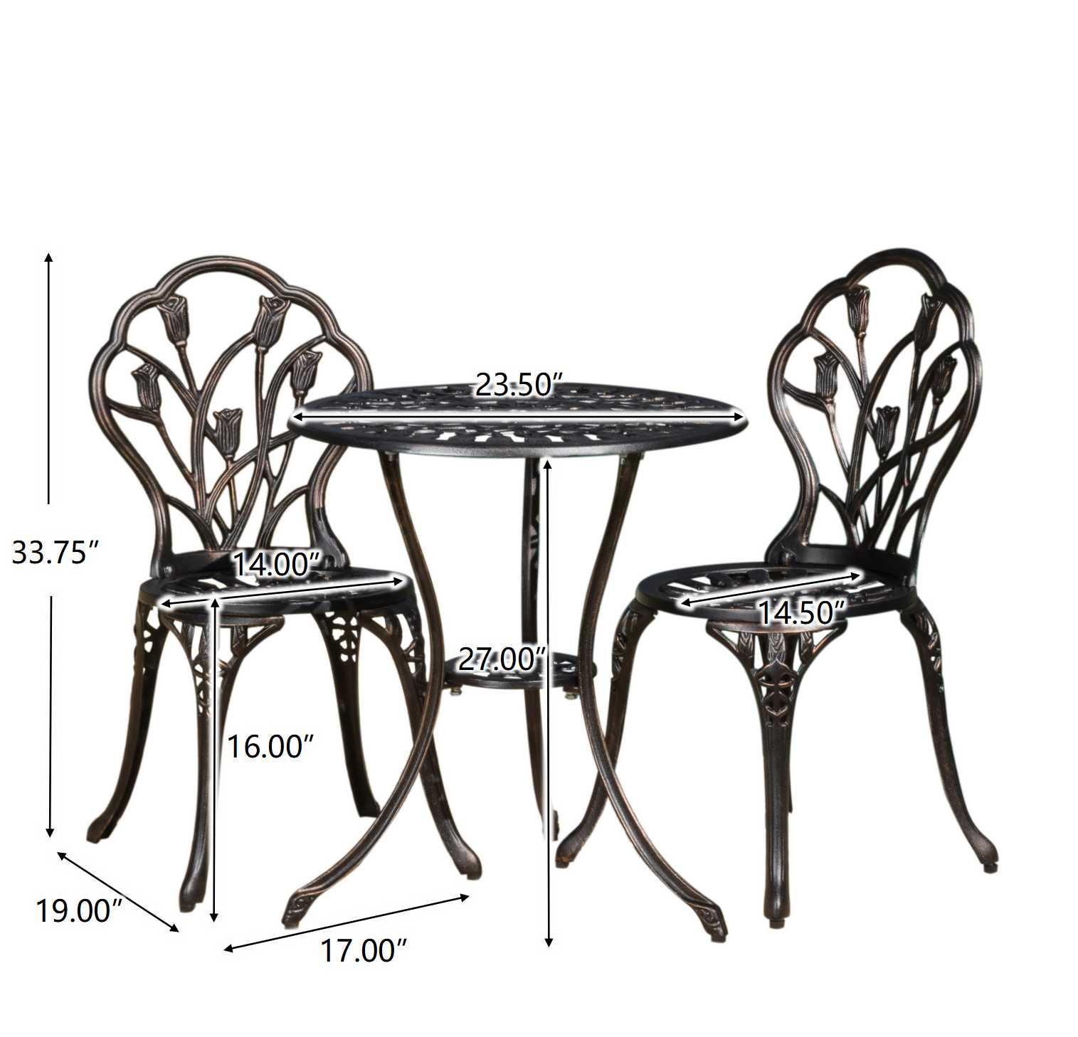 Nassau Outdoor Cast 3-Piece Bistro Set