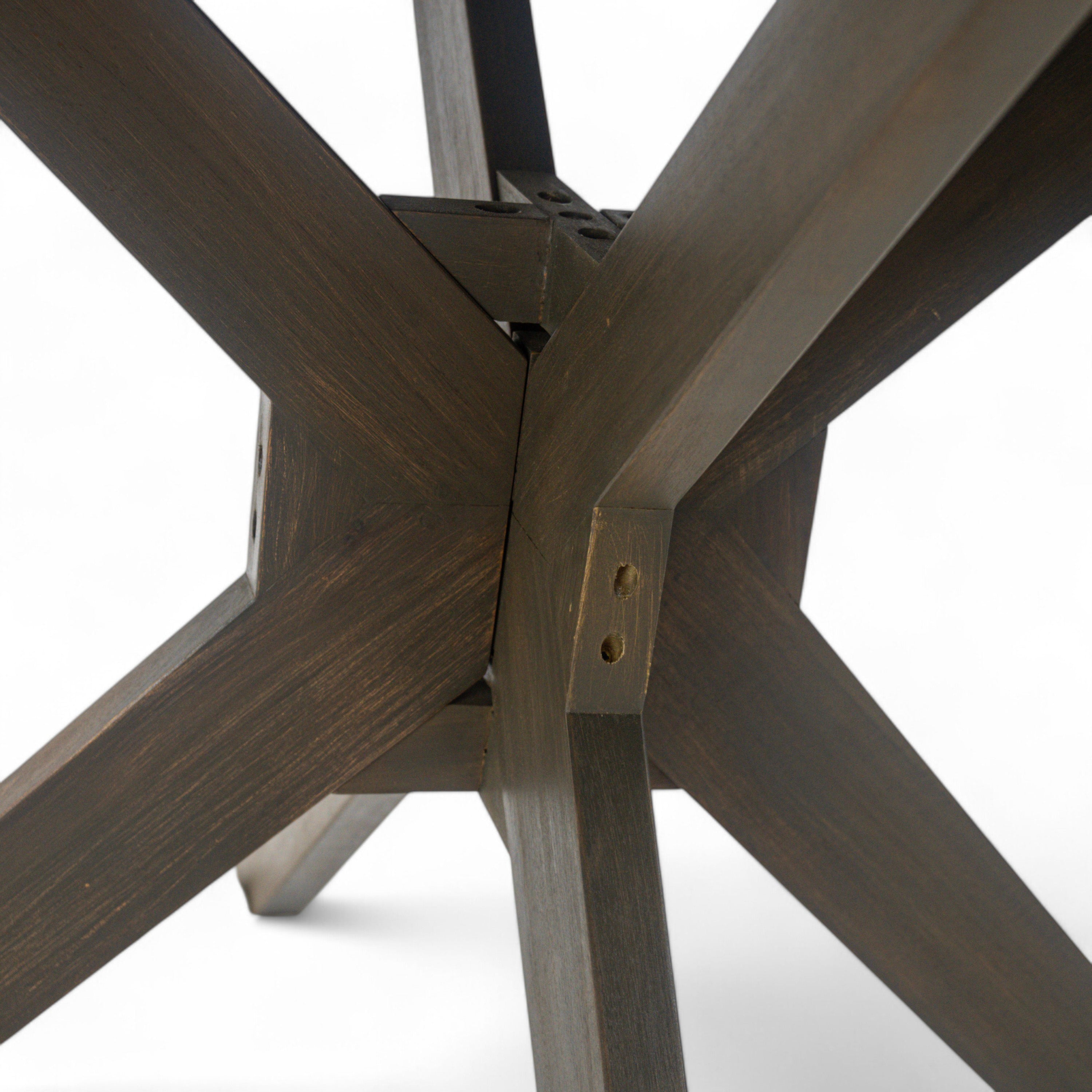 Stanford Outdoor Round Acacia Wood Dining Table with X Base