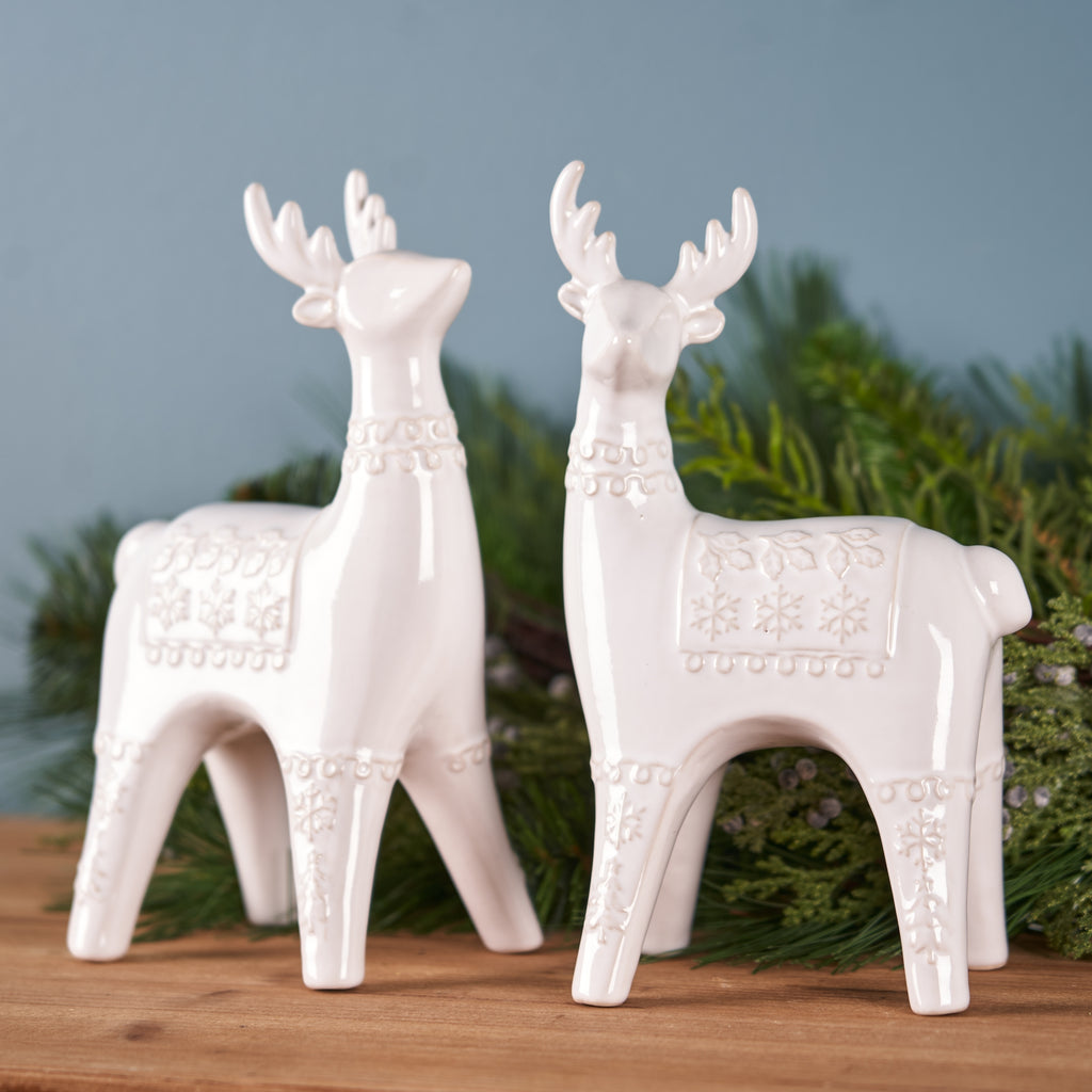 Ceramic-Holiday-Deer-Figurine-(set-of-2)-White-Christmas-Decor
