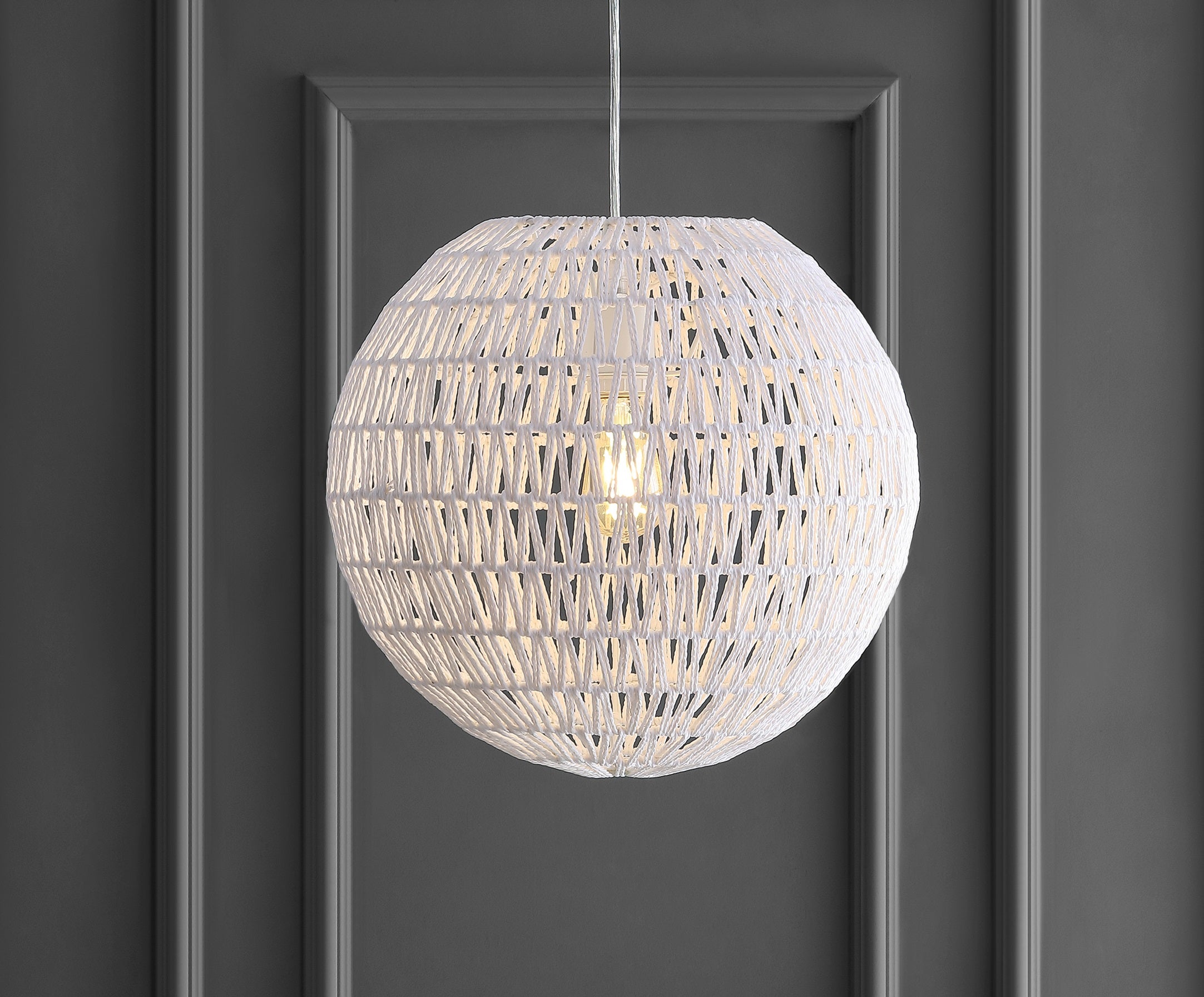 Luna 1-Light Bohemian Modern Woven Rattan/Iron LED Pendant
