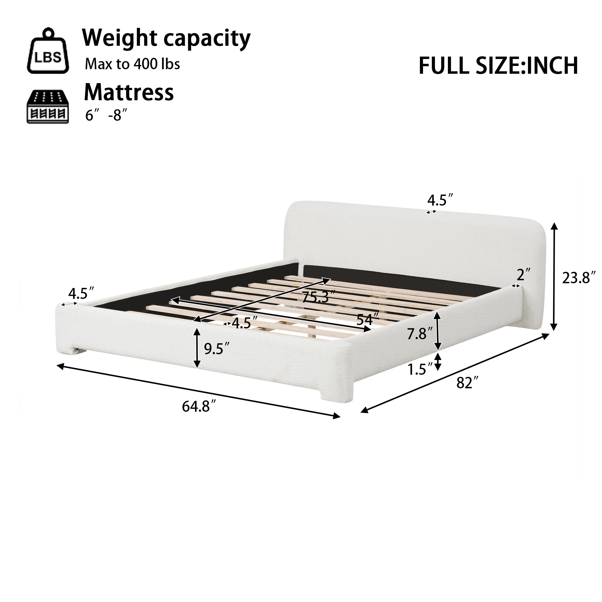 Cozy White Bouce Upholstered Bed