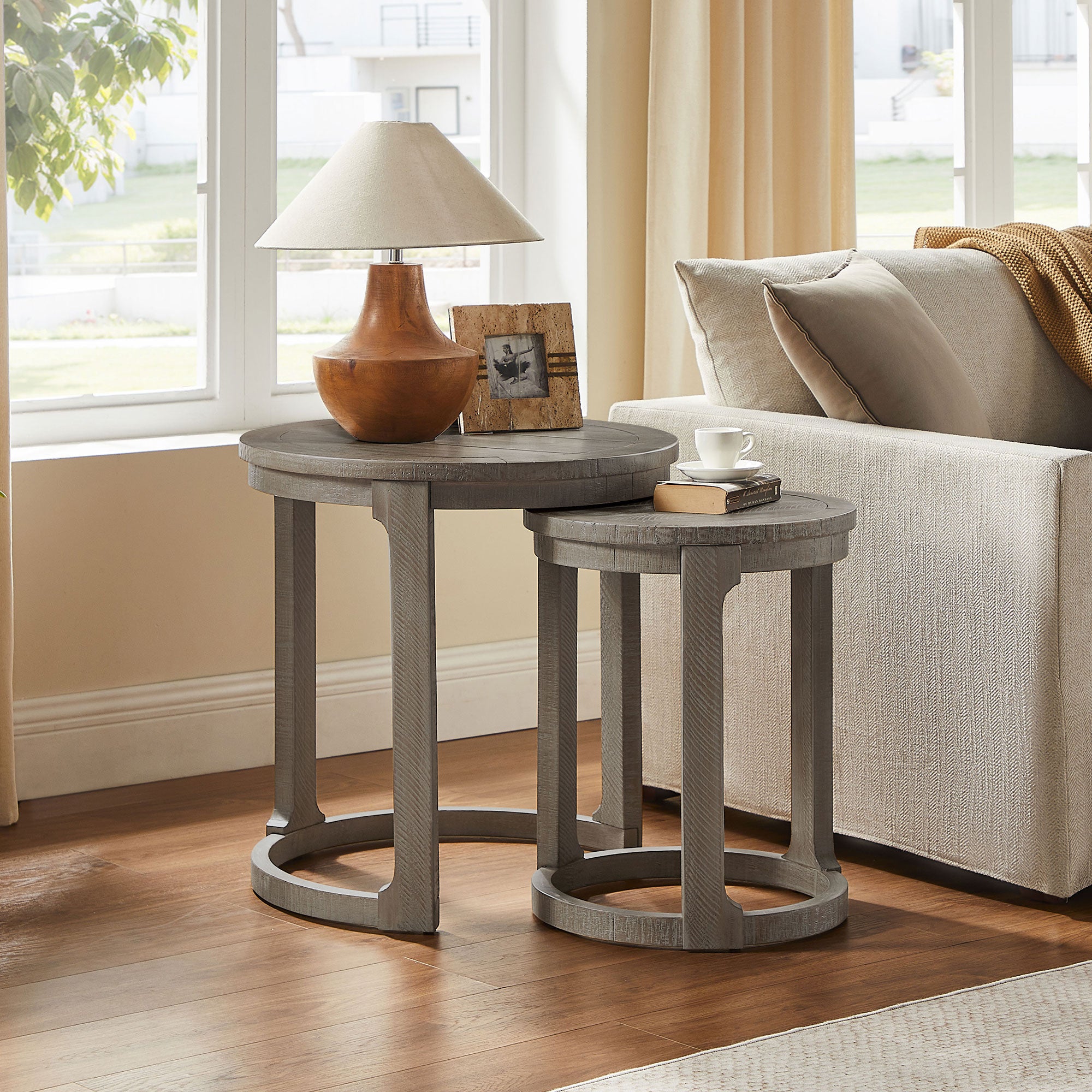 Modern Farmhouse Set of 2 Nesting Accent Tables