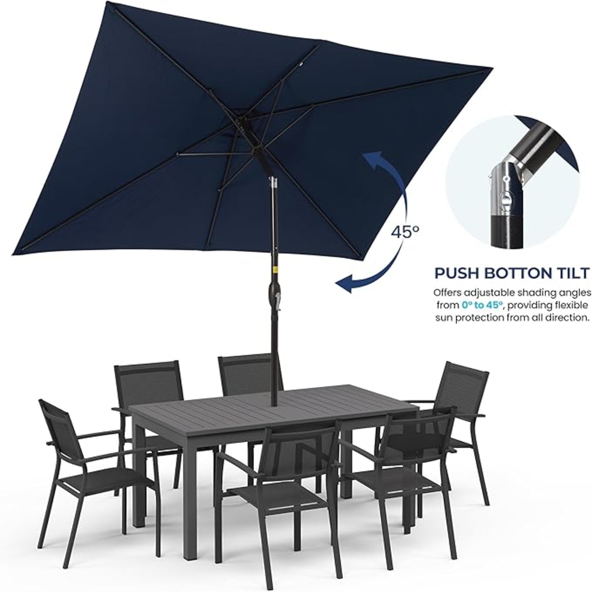 6.5 x 10 ft Rectangular Patio Umbrella with Crank, Base Not Included