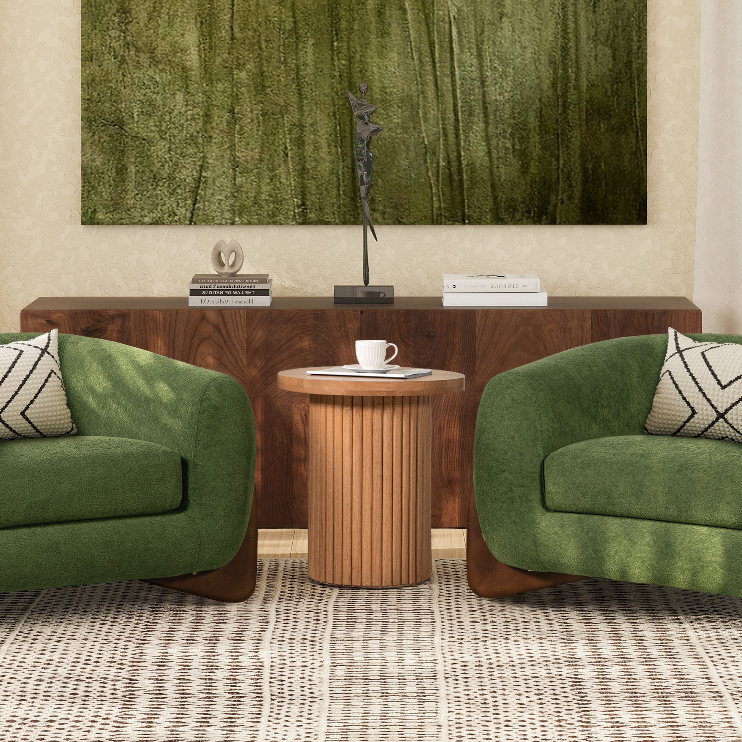 Kenzie Fluted Pillar Round Side Table