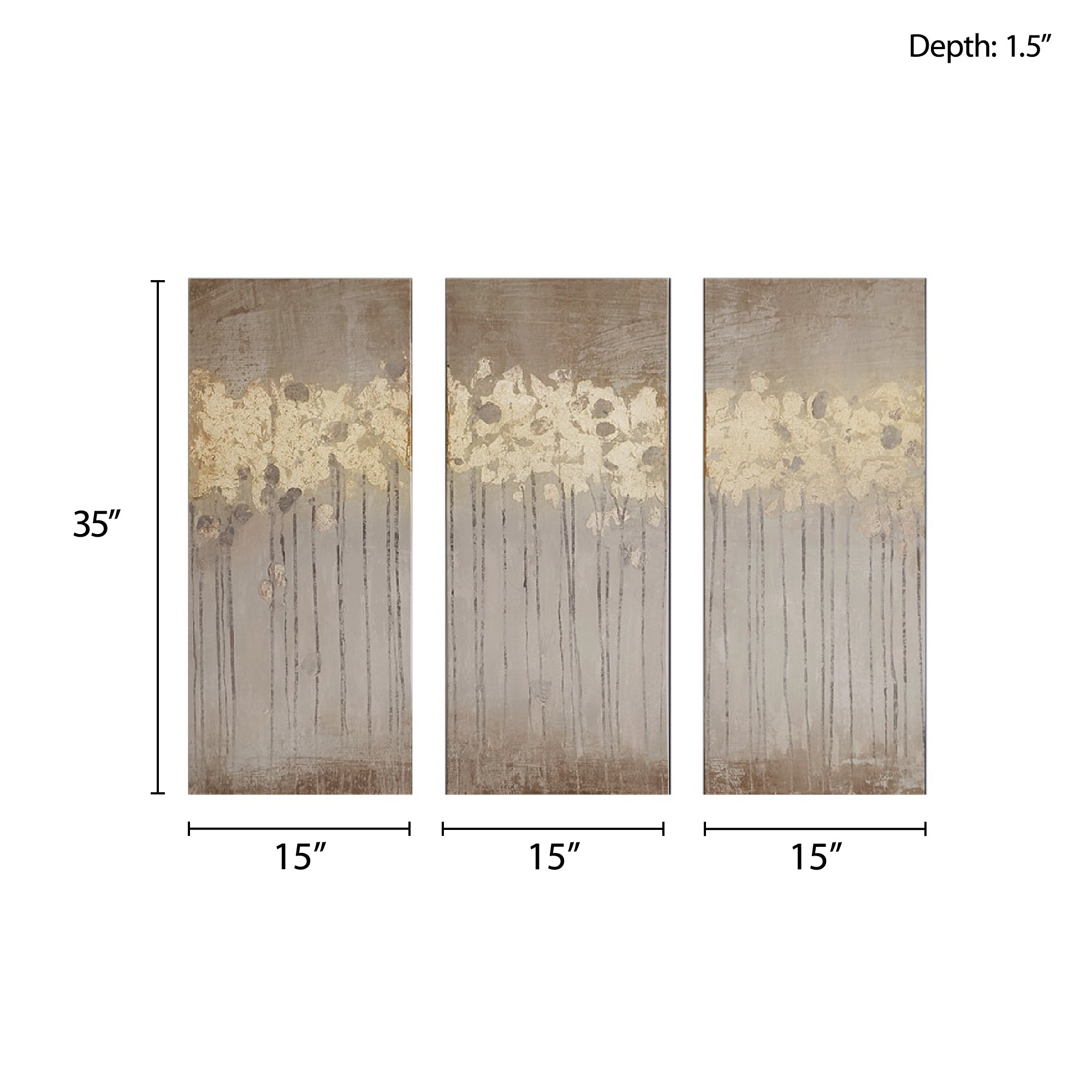 3-Piece Gold Foil Abstract Wall Art Set