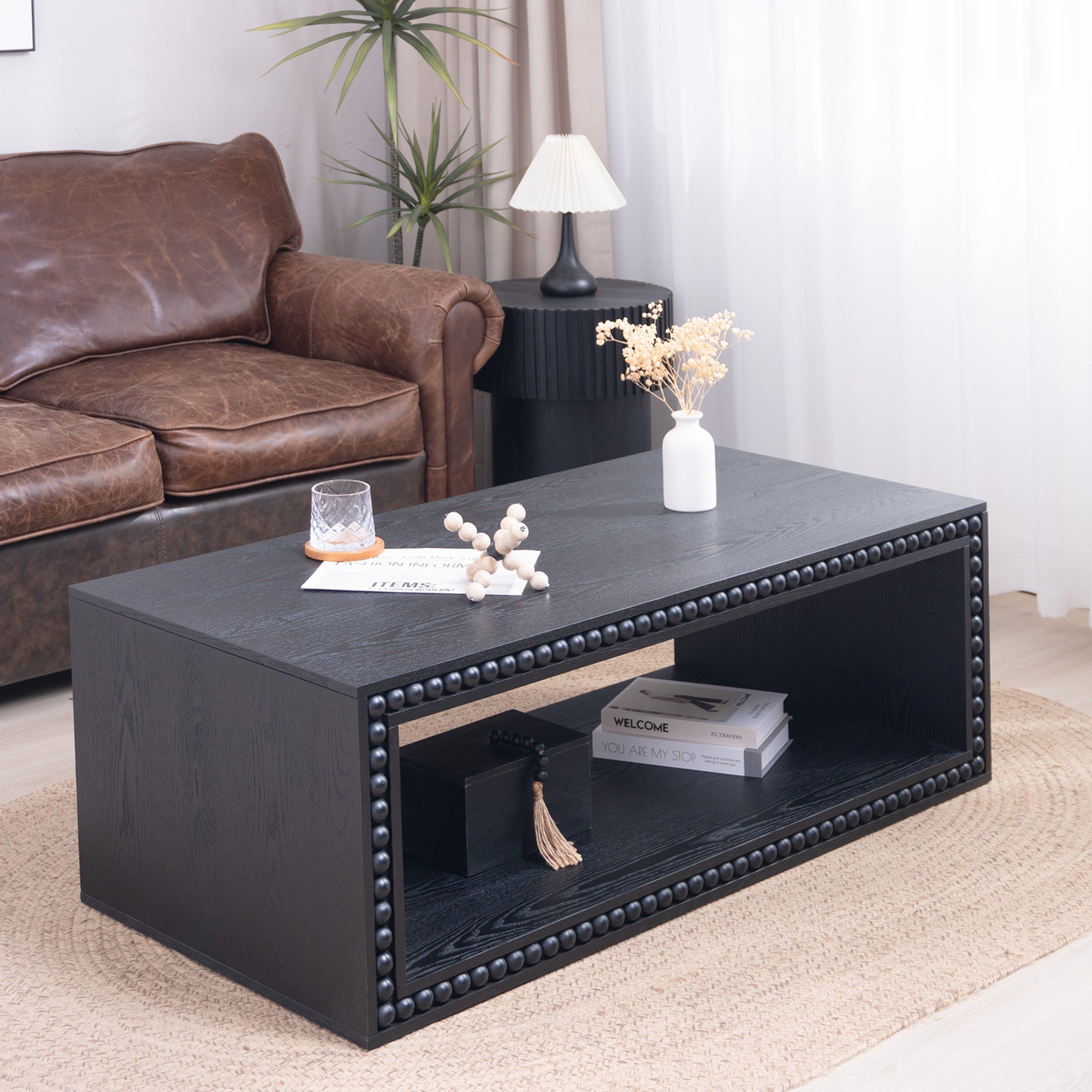 Beaded Edge Open Storage Coffee Table