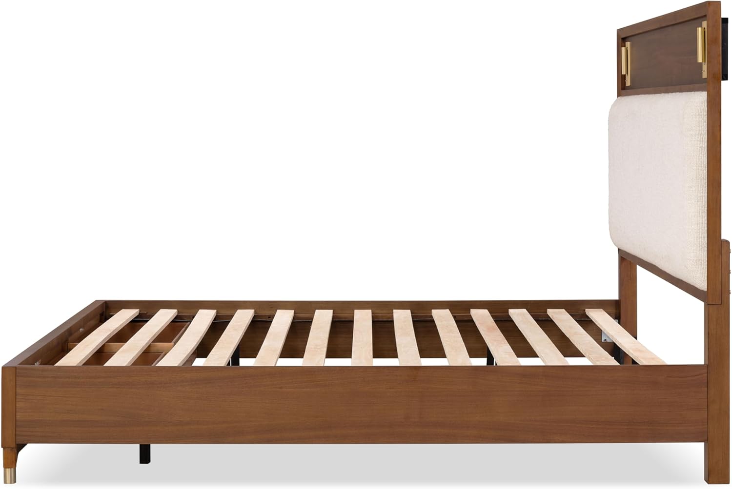 Edison Mid-Century Modern Upholstered Bed with Reading Light
