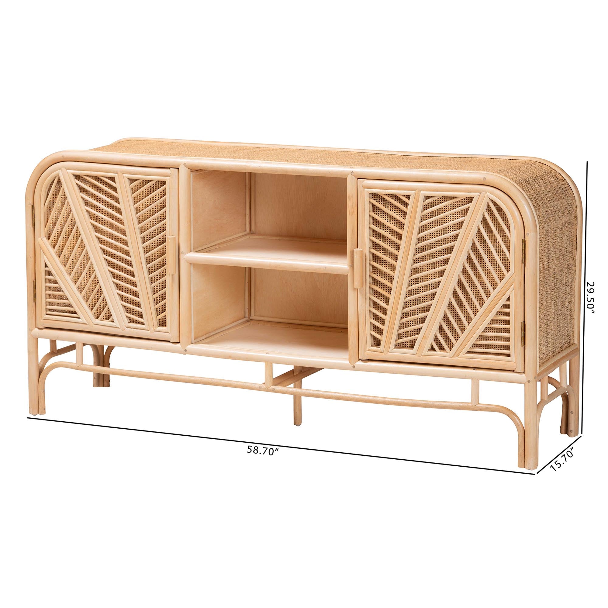 Bohemian Natural Rattan 2-Door Storage Cabinet