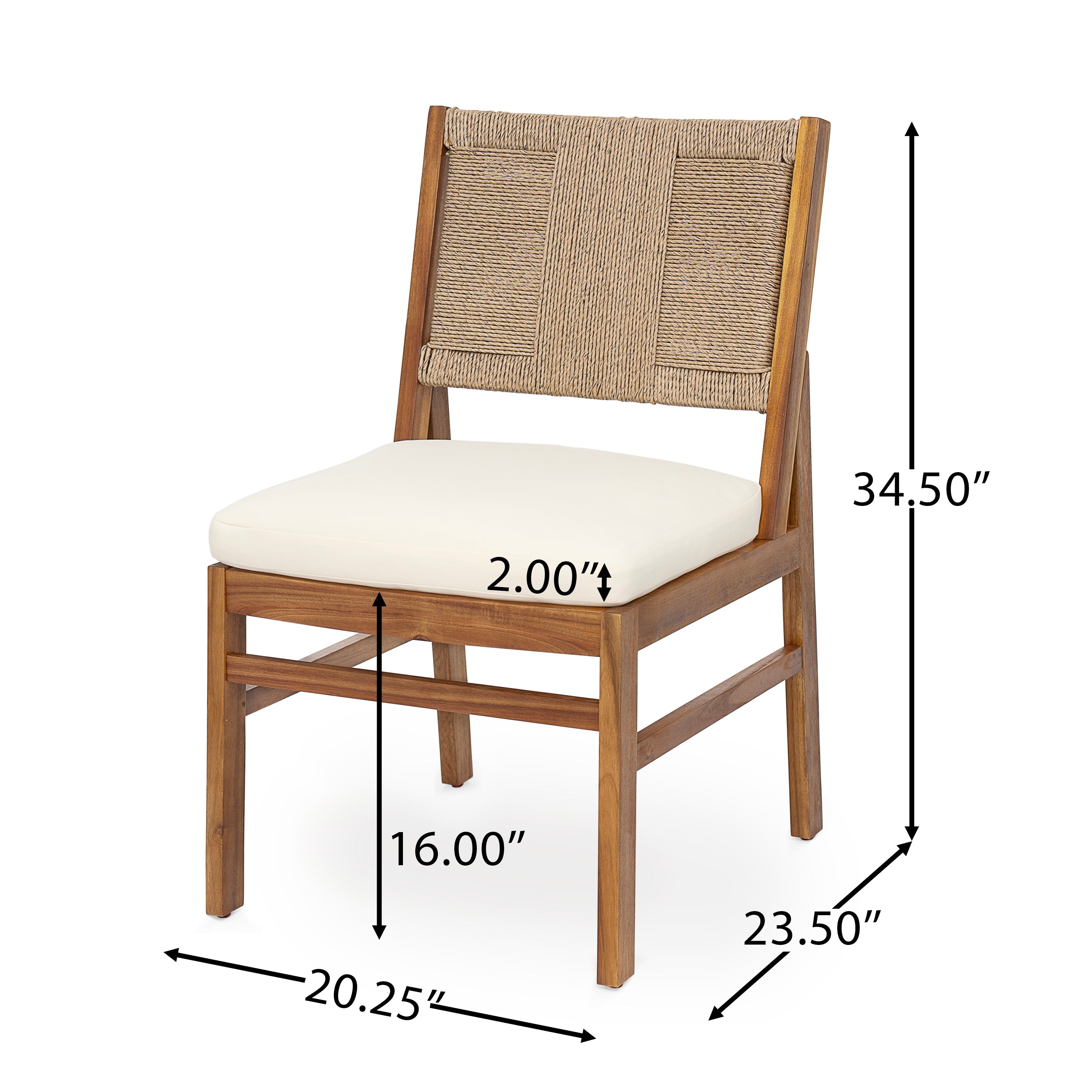 Monica Outdoor Wood and Wicker Woven 7 Piece Dining Set