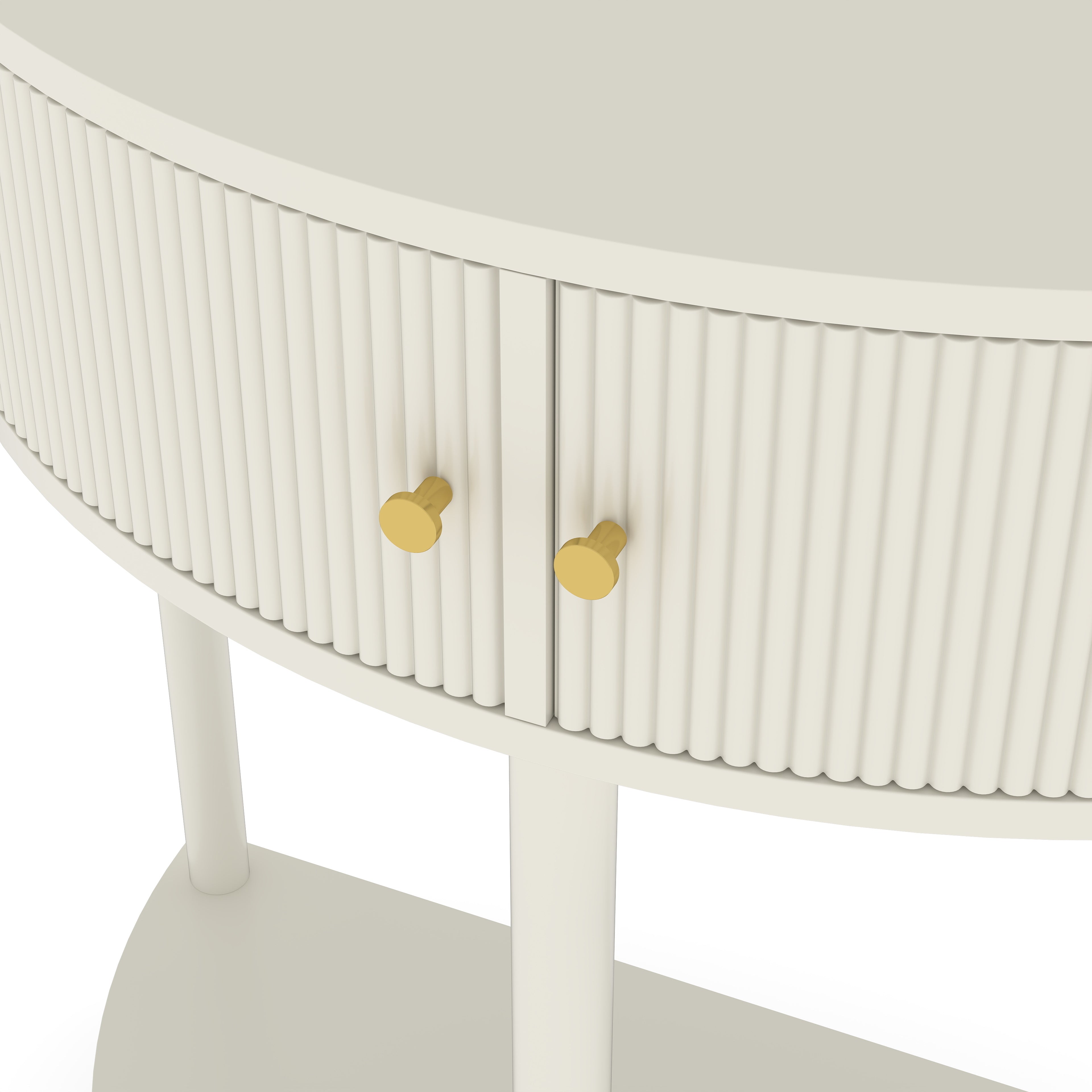 Artisan-Crafted Wave-Pattern Demi-Lune Console Table