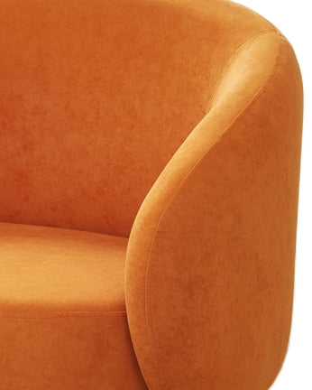 Mid-Century Modern Velvet Accent Chair, Upholstered Barrel Armchair with Metal Legs, Comfy Single Sofa Chair for Living Room Bedroom