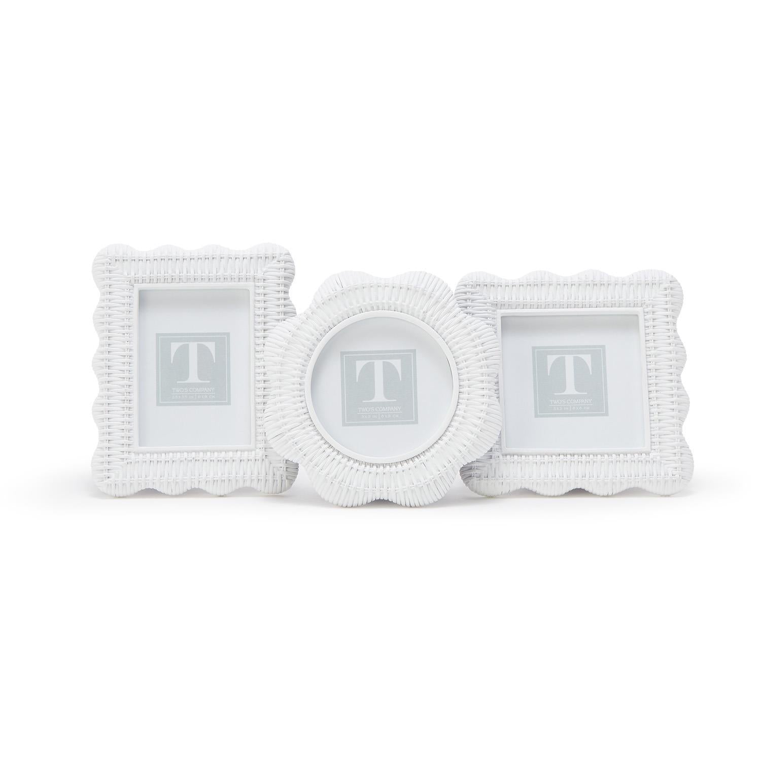 Scalloped Rattan Weave Frames, Set of 3