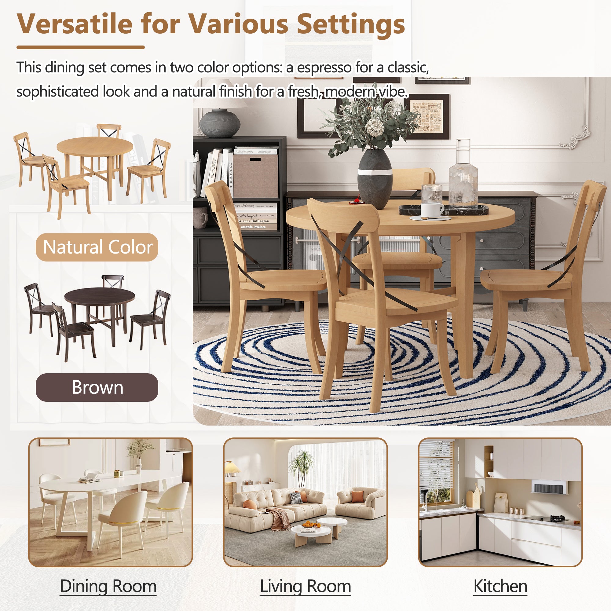 5-Piece Farmhouse Dining Set