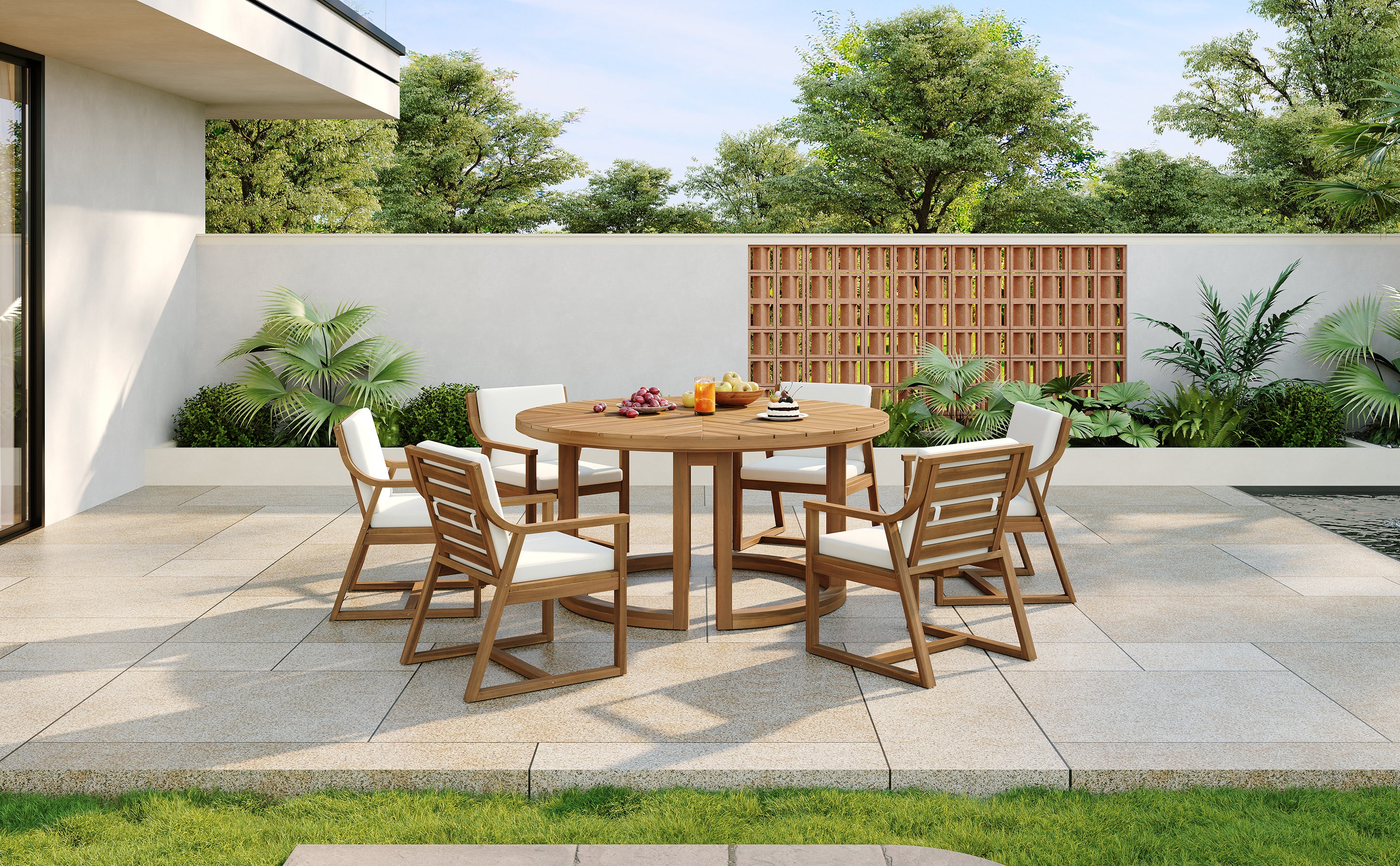 6 seat patio set with umbrella TREXM Patio Dining Table Set for 6 – Pier 1