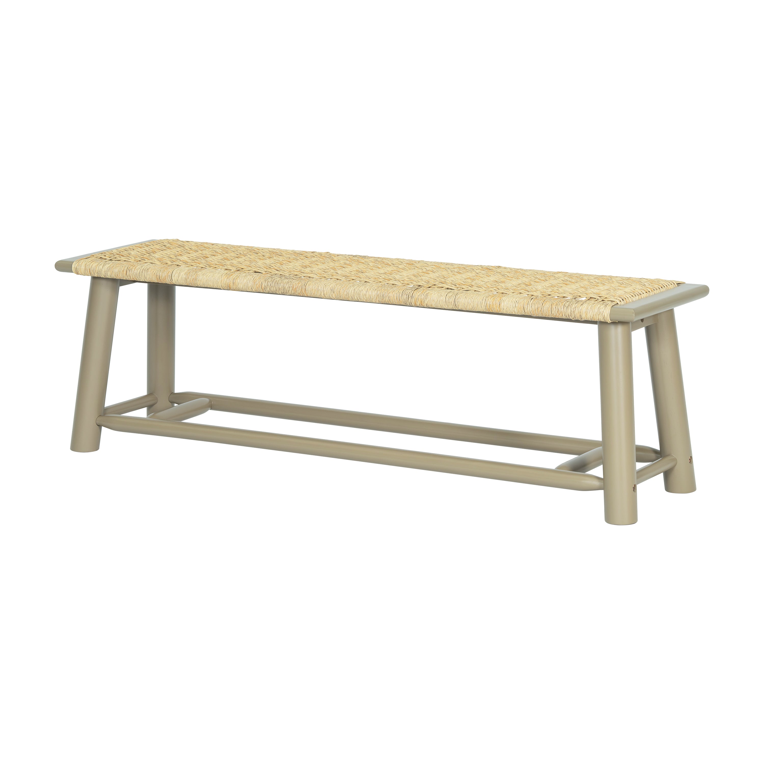 Farmhouse Modern Solid Wood Rattan Bench