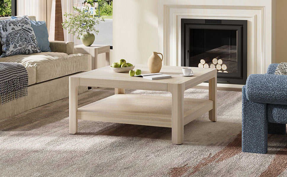 Modern Farmhouse Coffee Table with Soft Rounded Profile