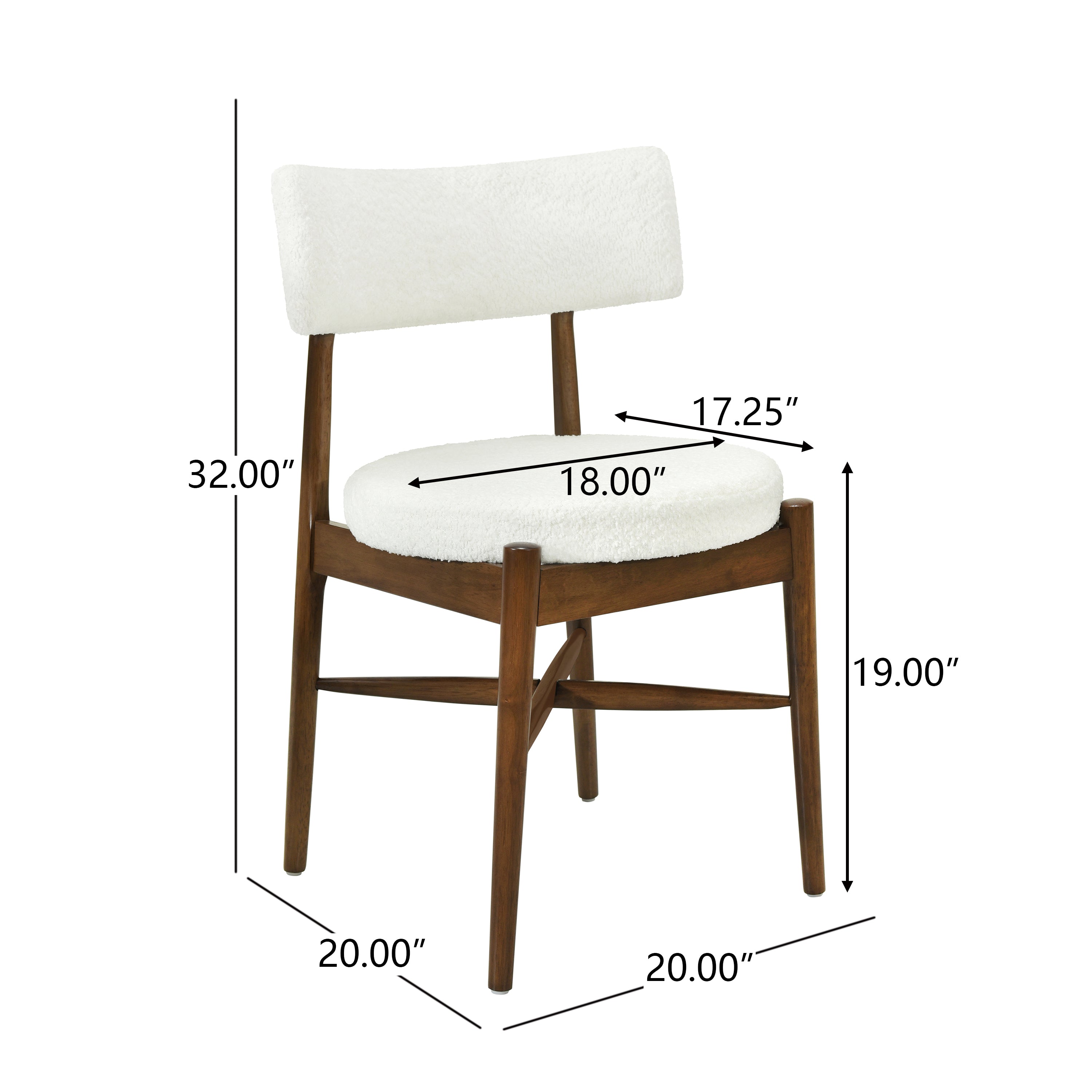 Harveston Mid Century Modern Boucle Upholstered Dining Chairs, Set of 2