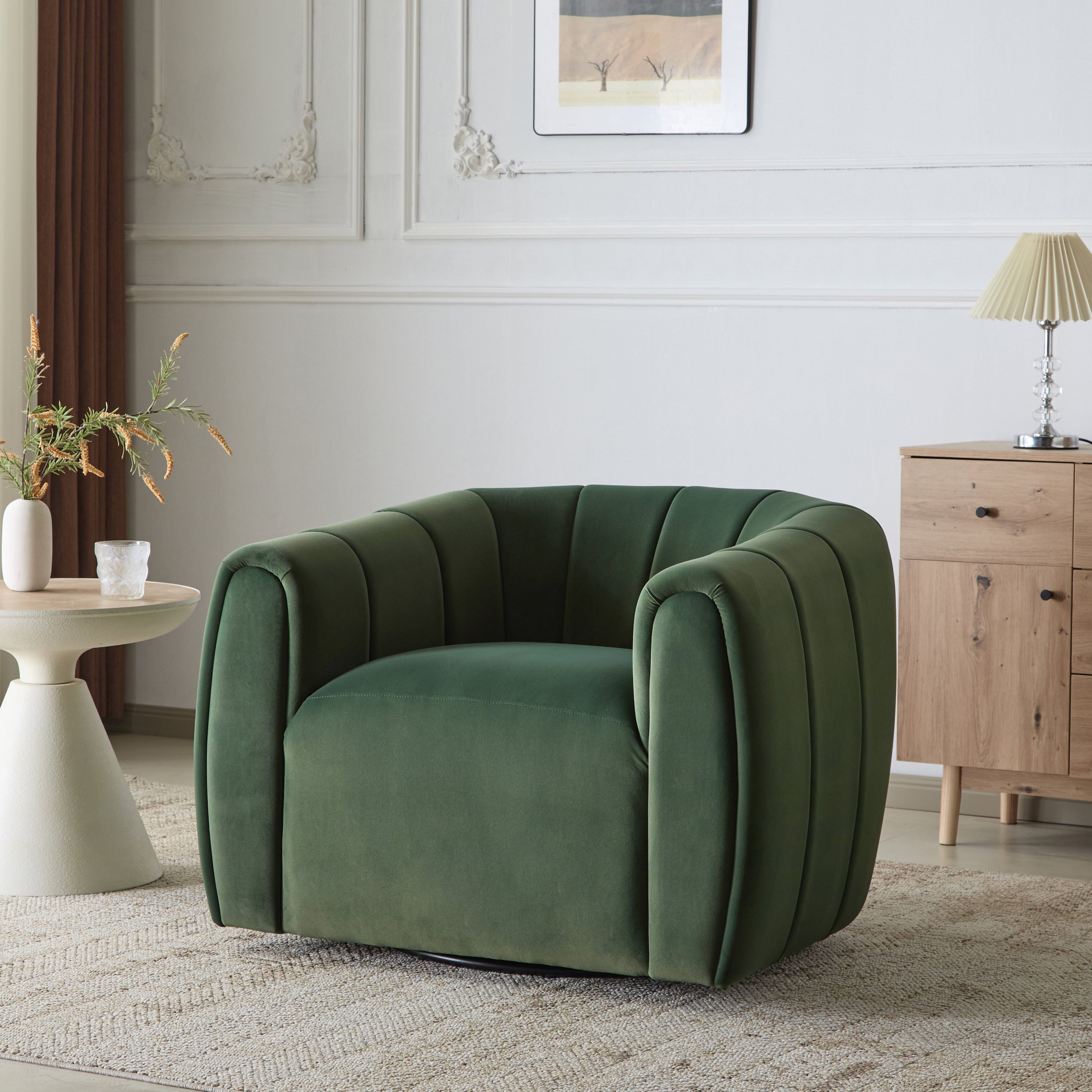 Modern Swivel Club Chair with Premium Velvet