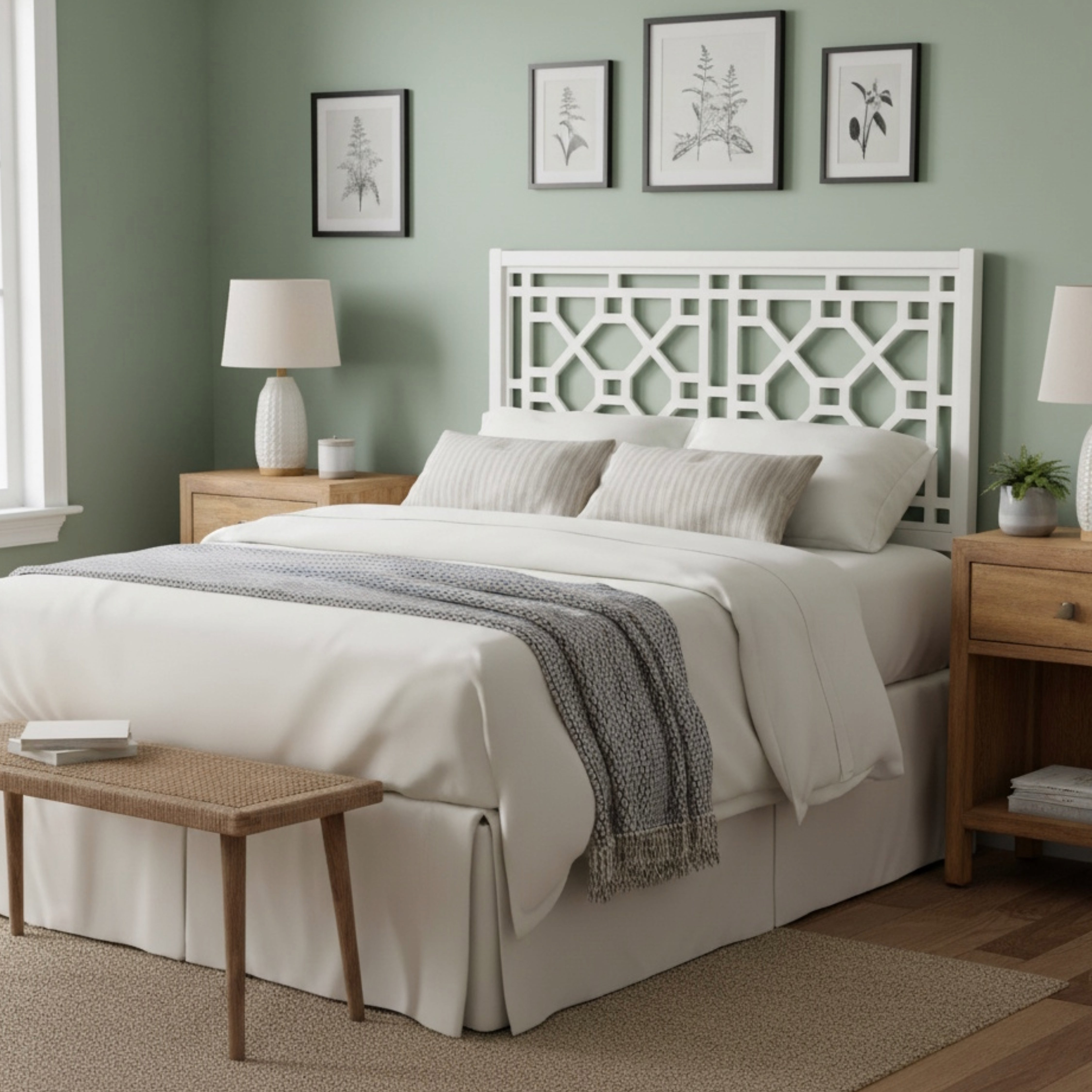 Tabor Chippendale White Headboard