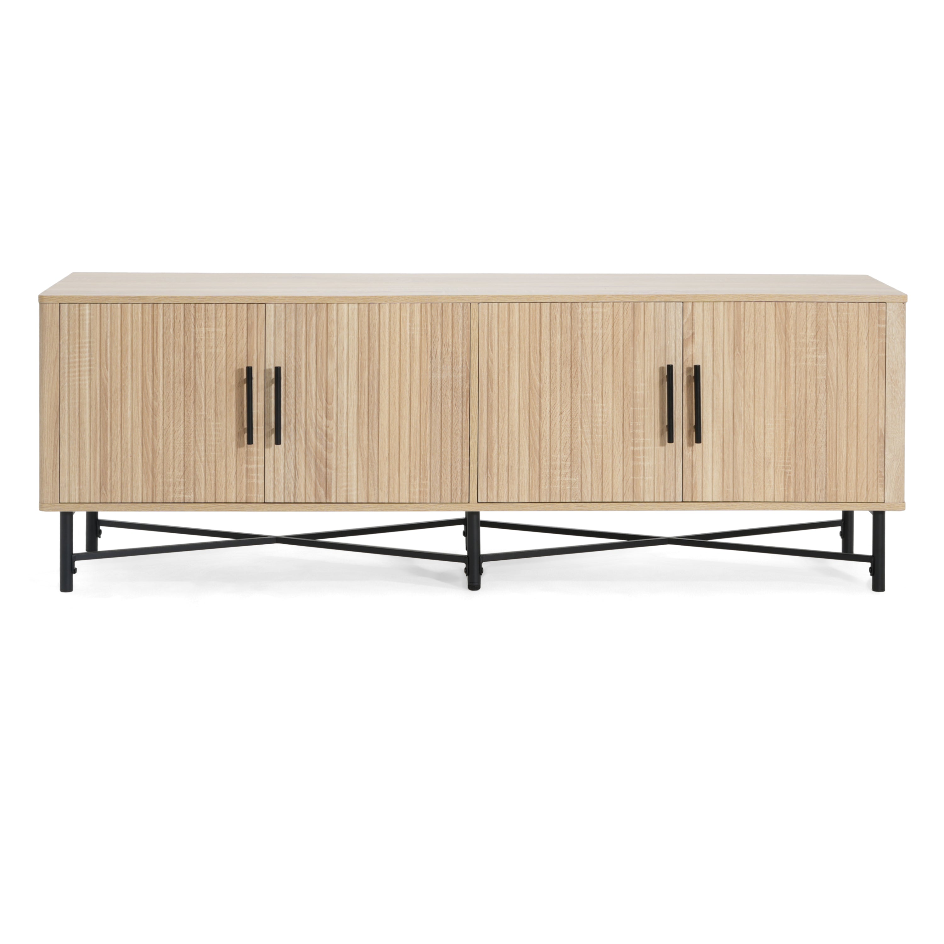 4-Door Fluted Low TV Cabinet