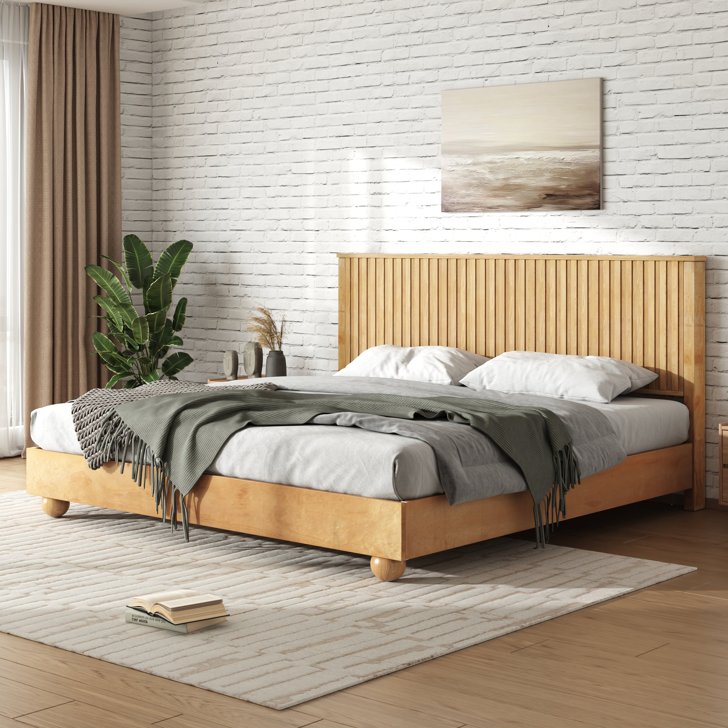 Bed Frame With Reeded Headboard